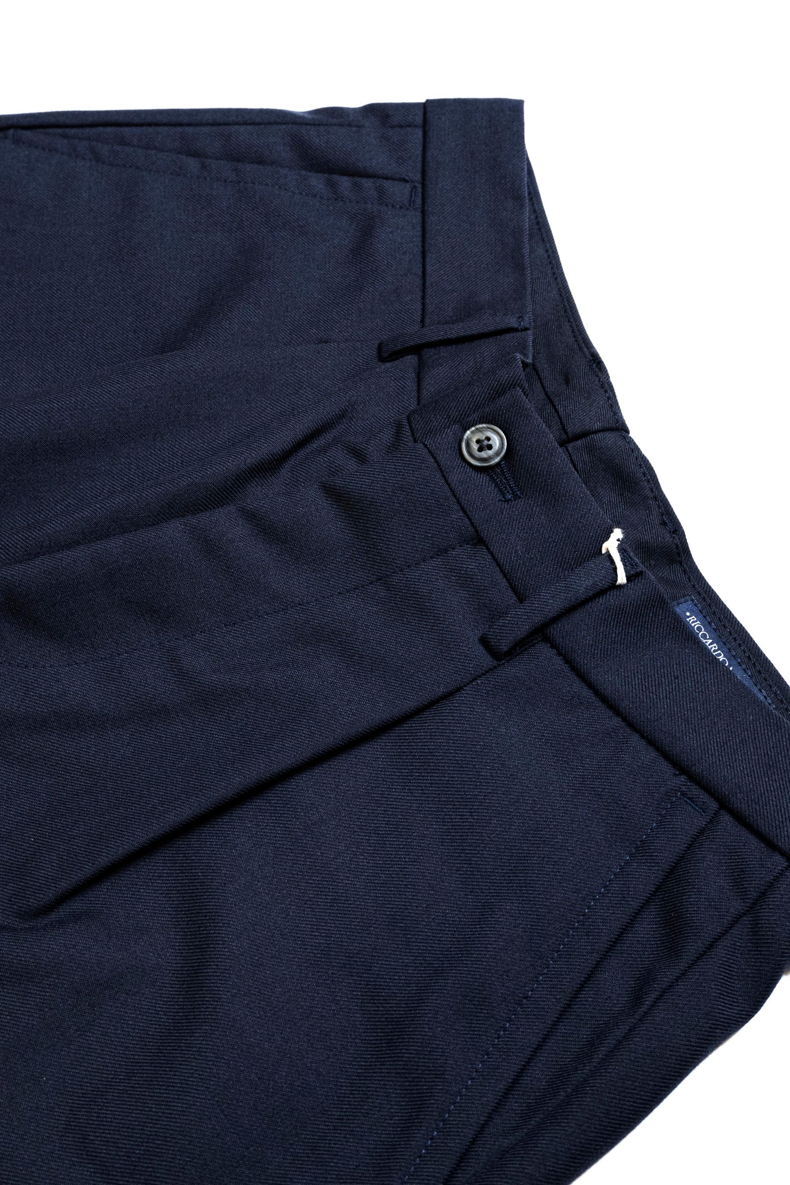 WOOL SOLID 1TUCK WIDE TROUSERS / NAVY