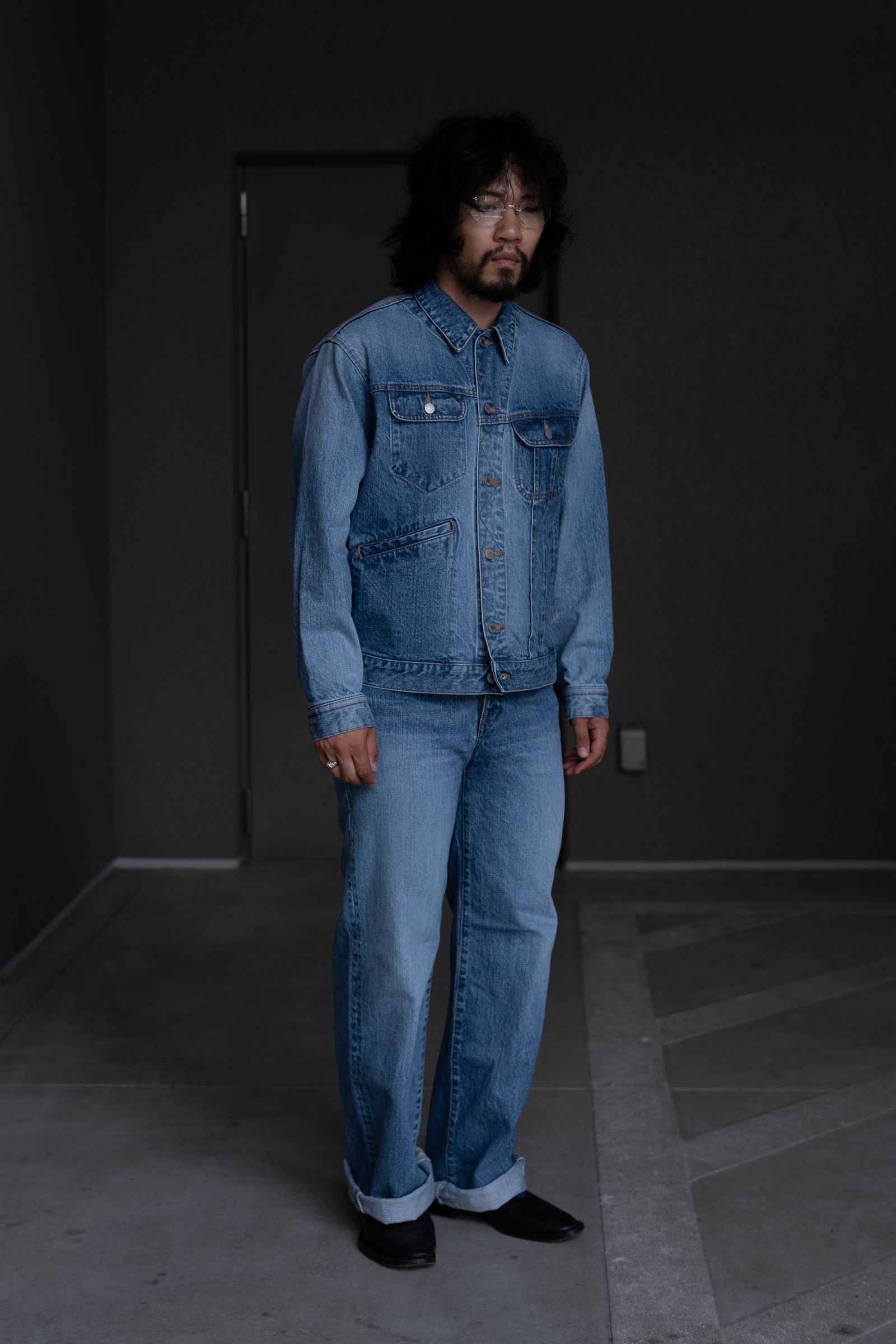 wranglee denim jacket / used-wash