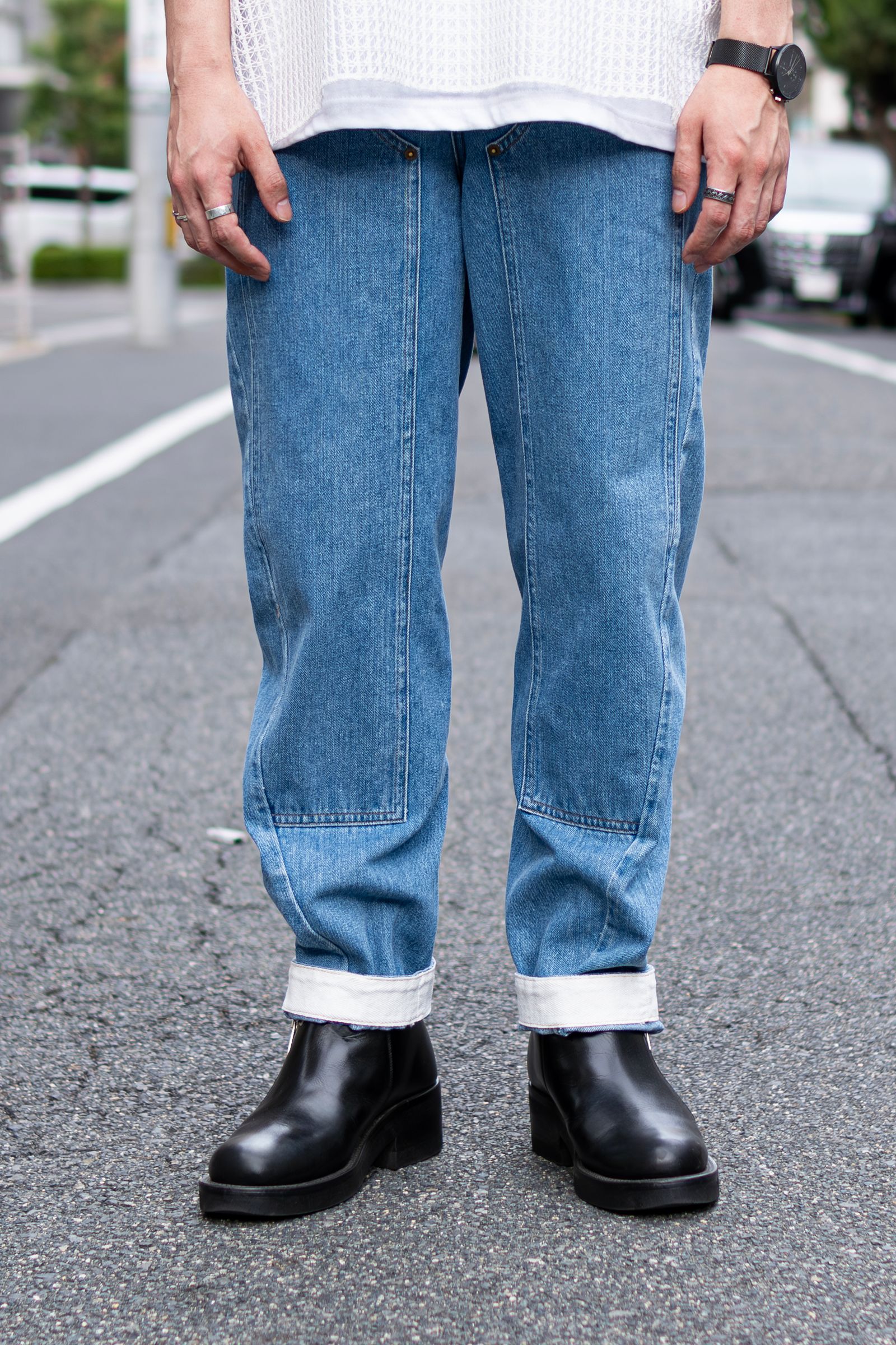 daichïogata - wide denim pants / light indigo | Retikle Online Store