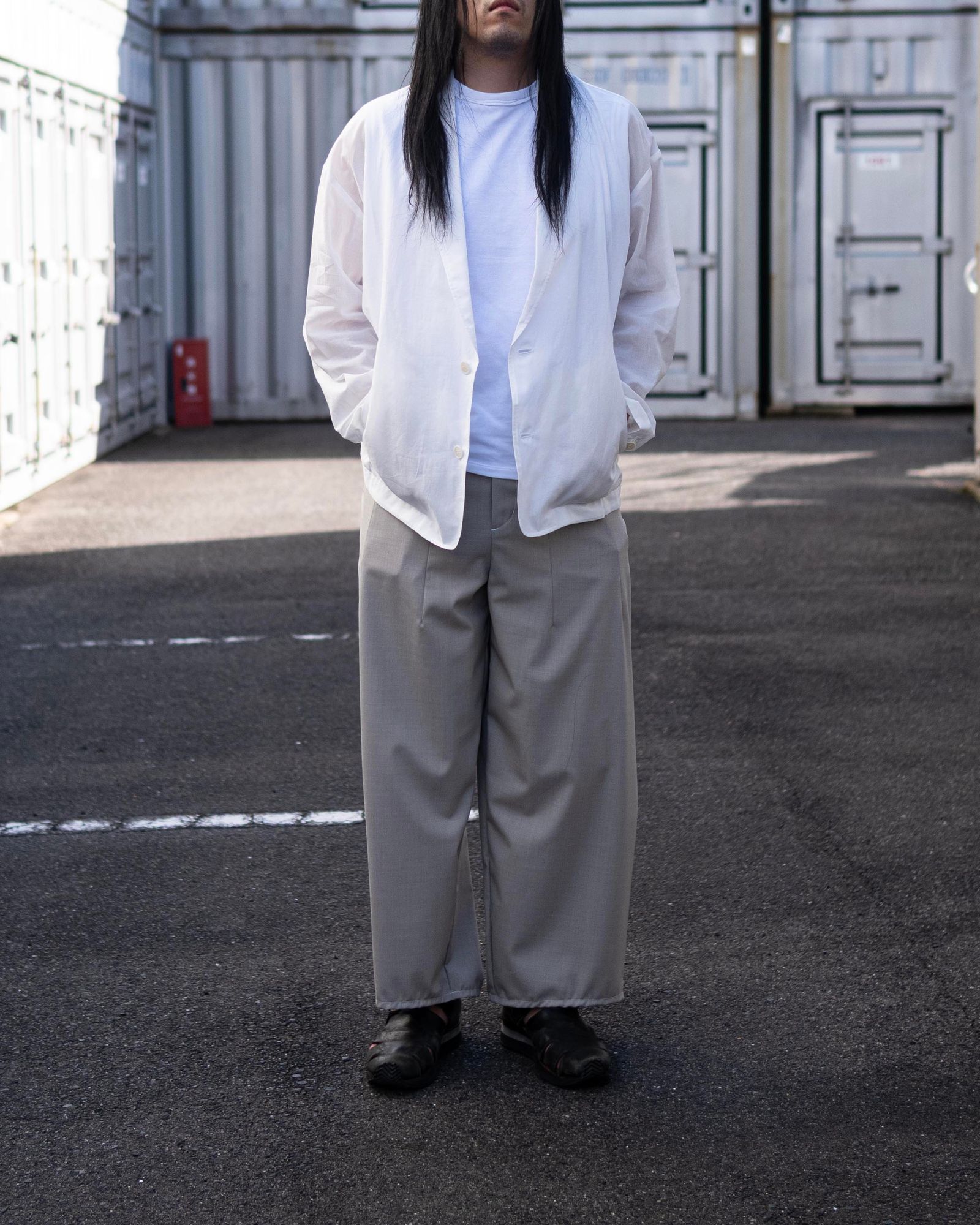 “Washable Super120’s” WIDE CEREMONY “MC” TROUSERS / Gray