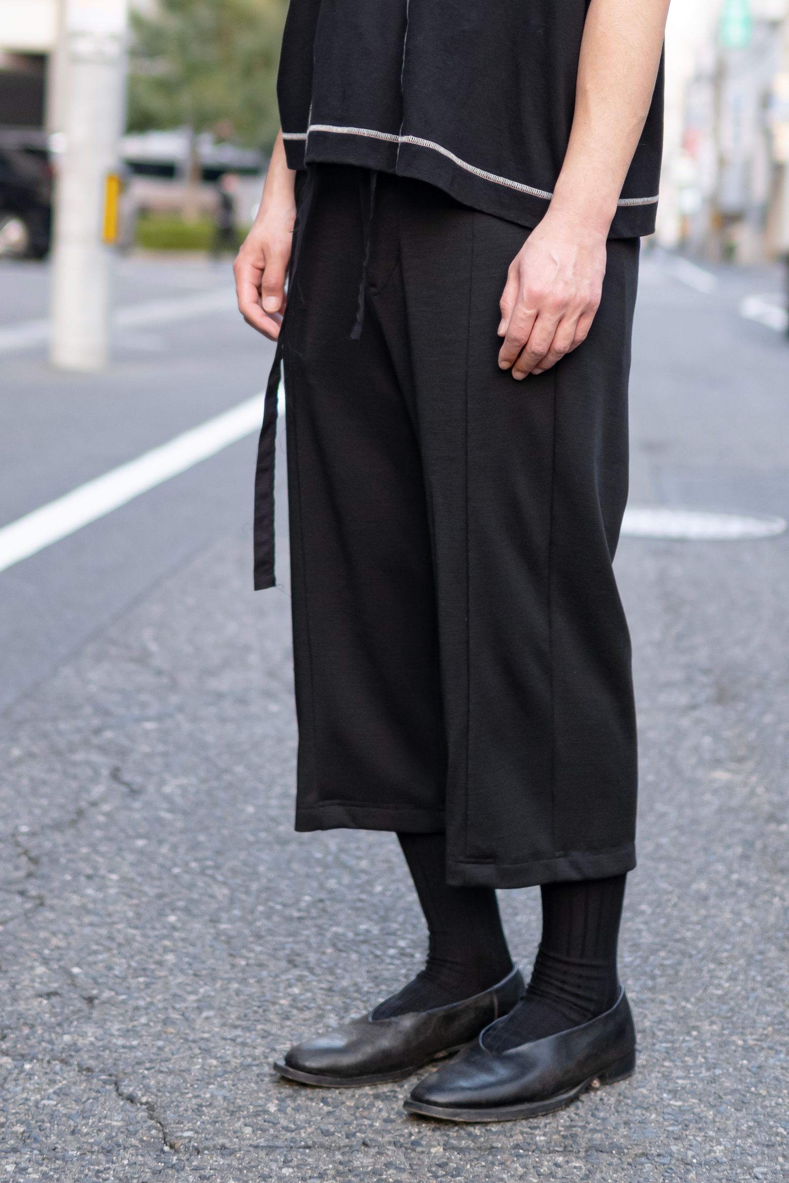 3D wide easy pants / Black