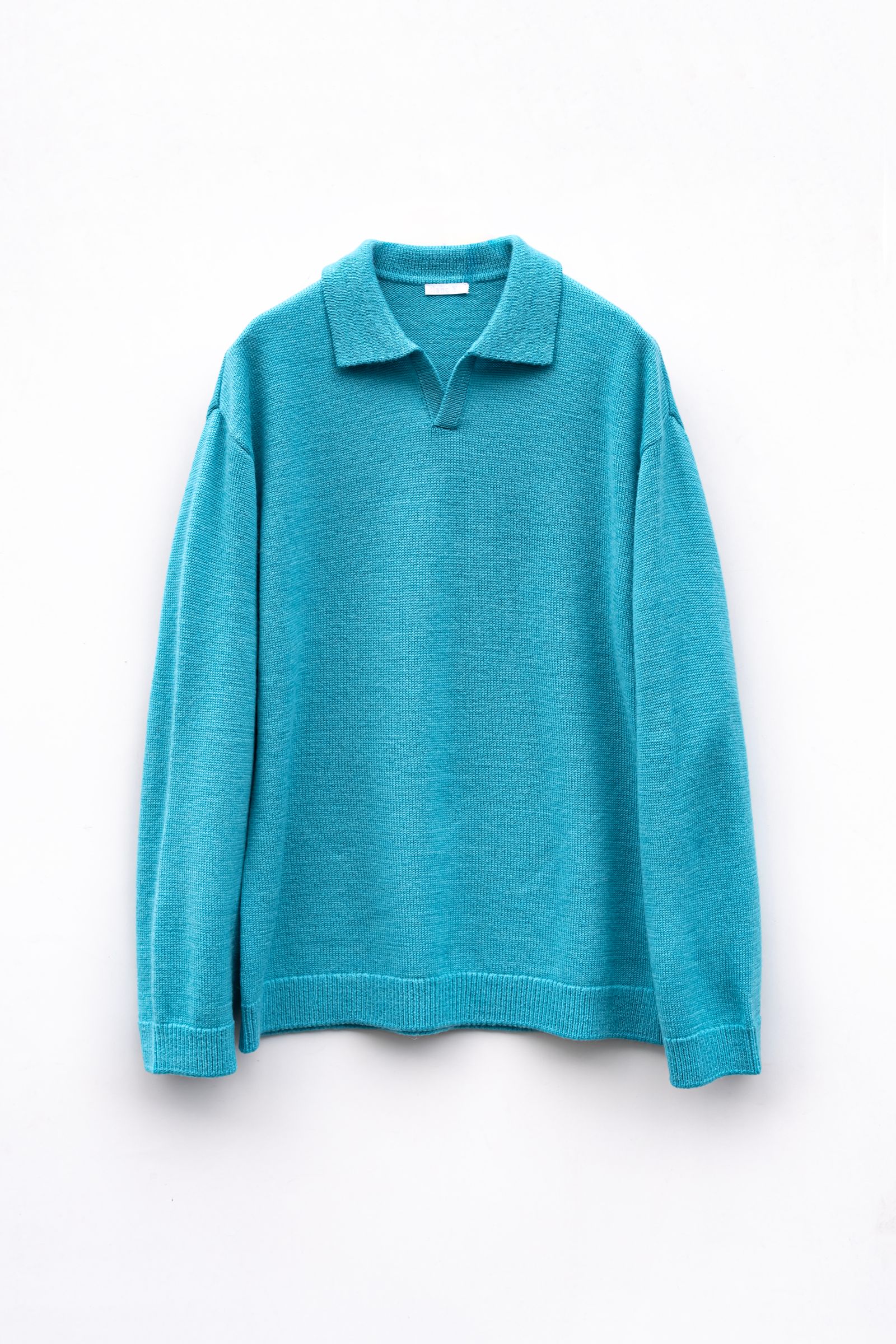 Blanc YM - Wool Knit skipper Shirt / Turquoise Blue | Retikle