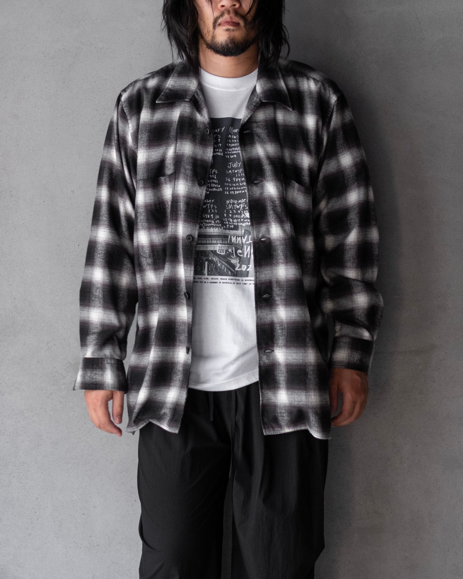 Open Collar SH / Black×White Ombre