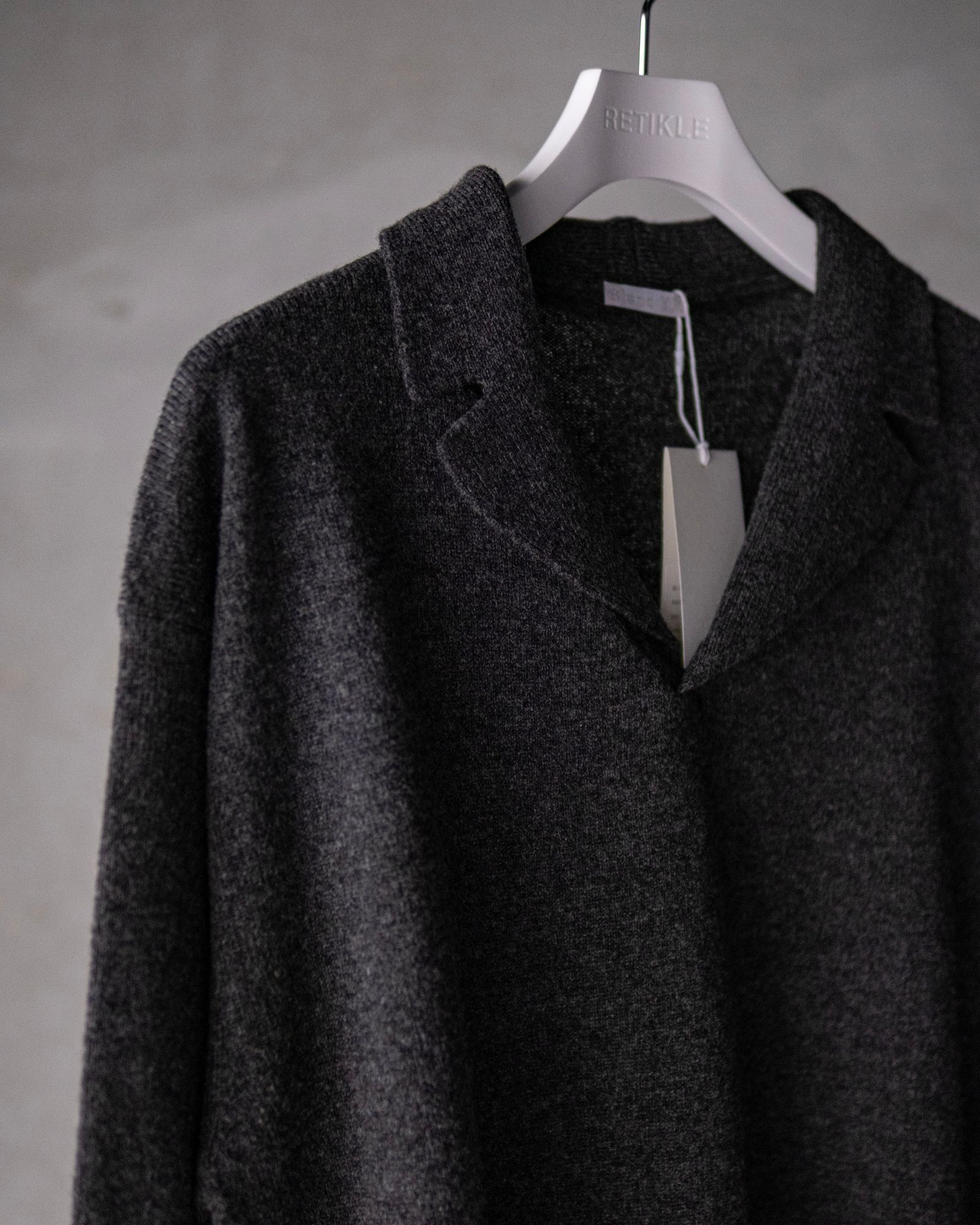 Wool Open Collar Knit Shirts / Gray