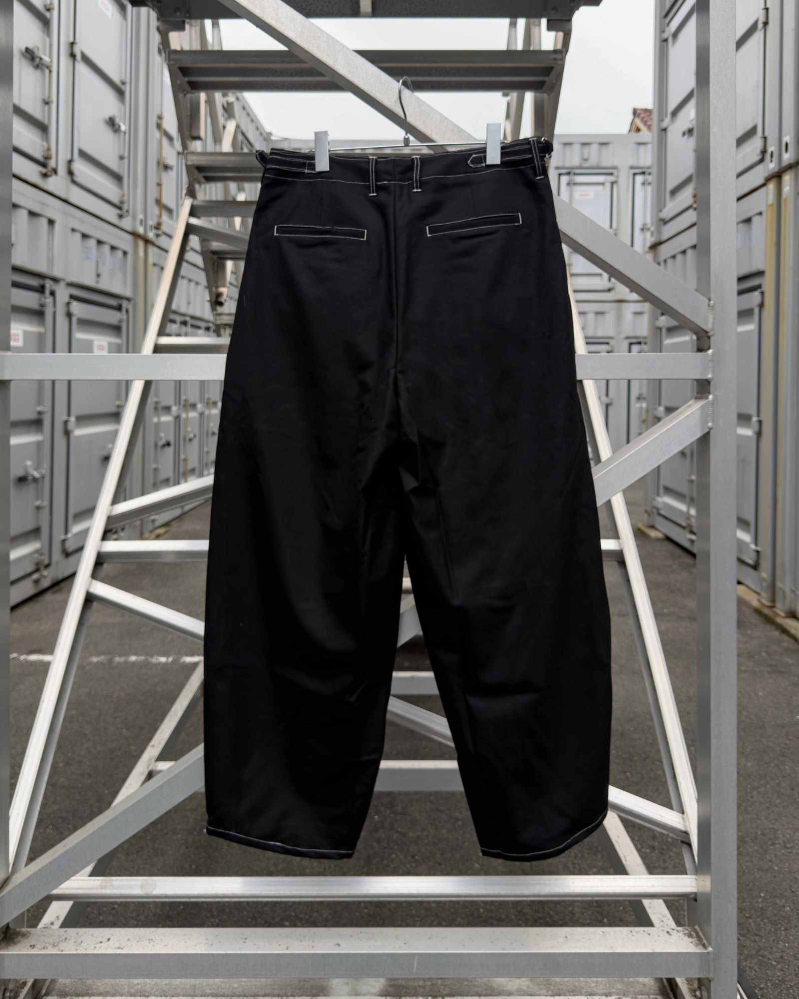 “Washable Super120’s” WIDE CEREMONY “MC” TROUSERS / Black