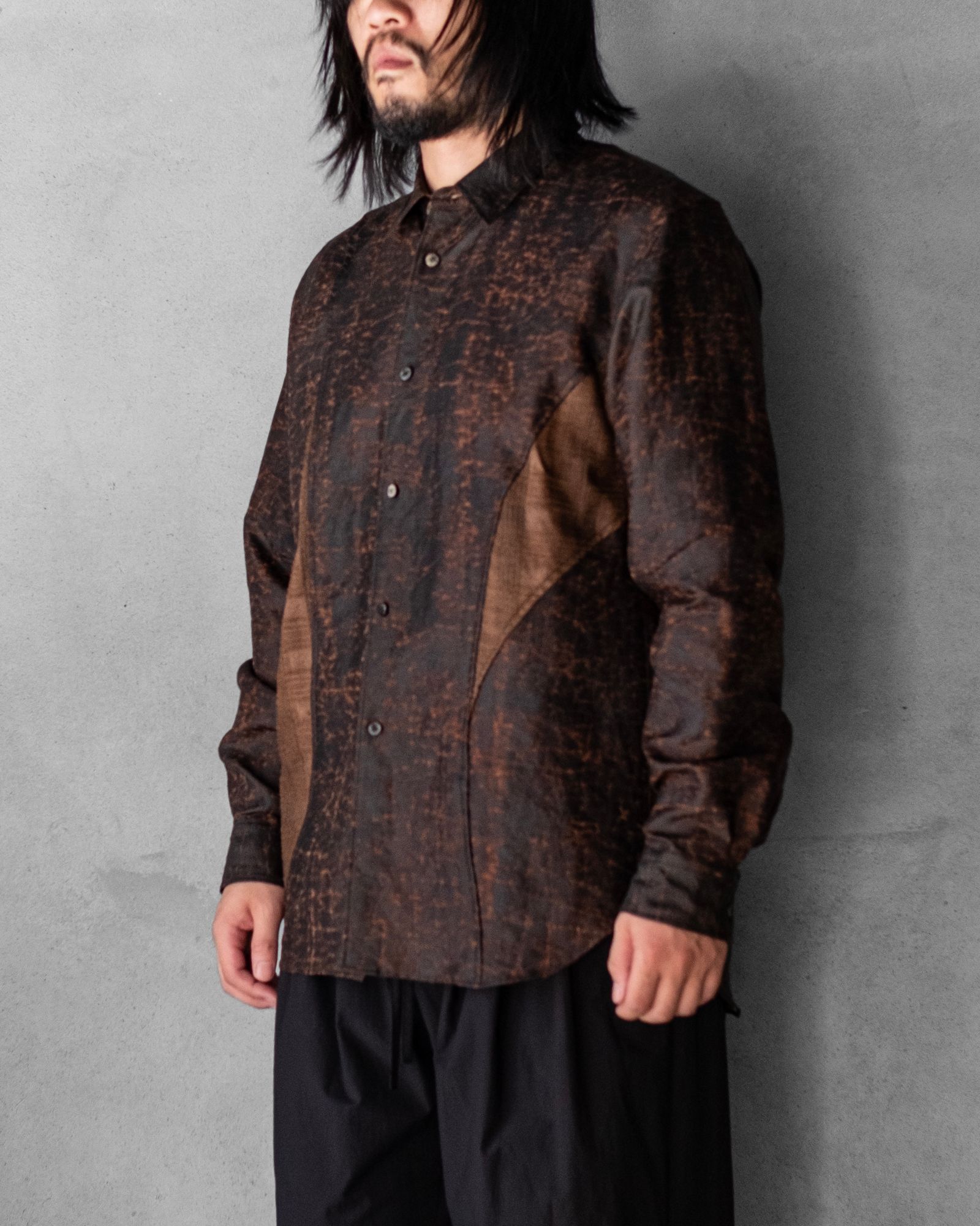 Silk Dorozome Shirt / Brown