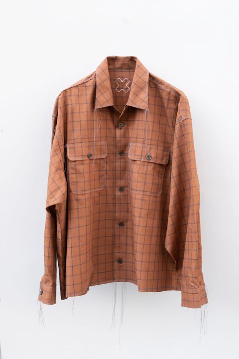 60s collar shirts / brown