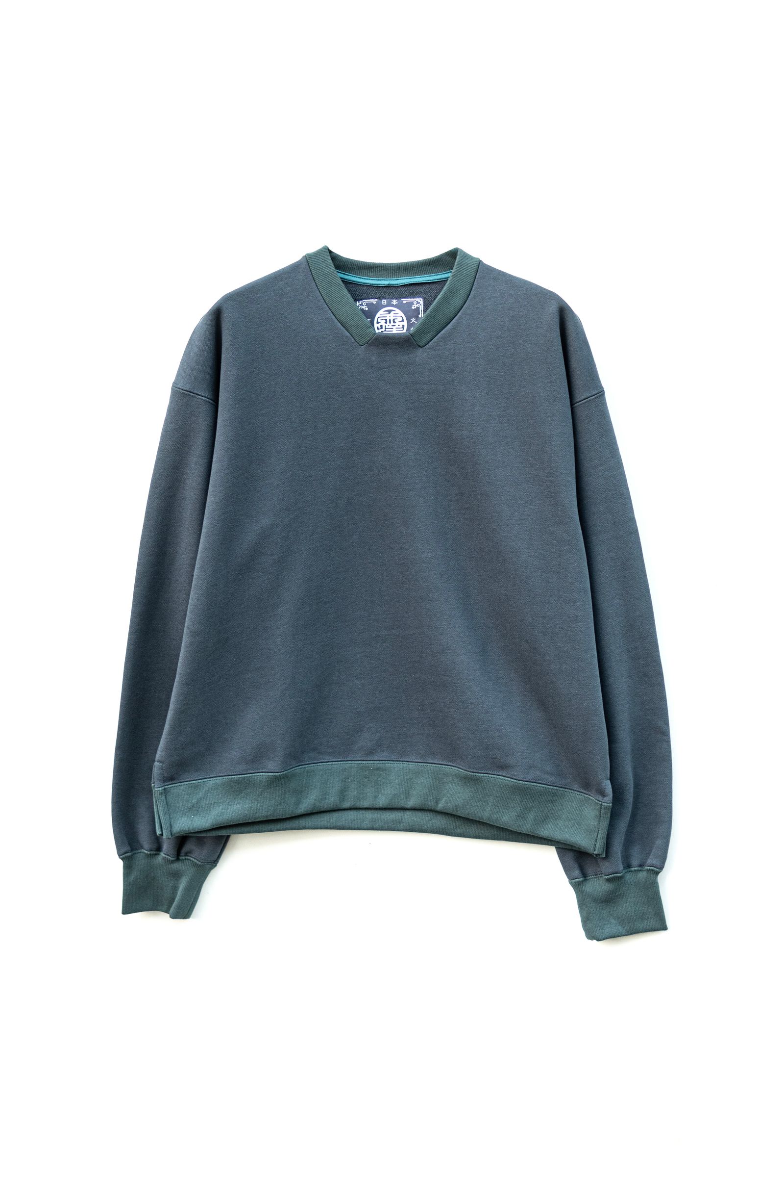 lapel design sweat shirt / green