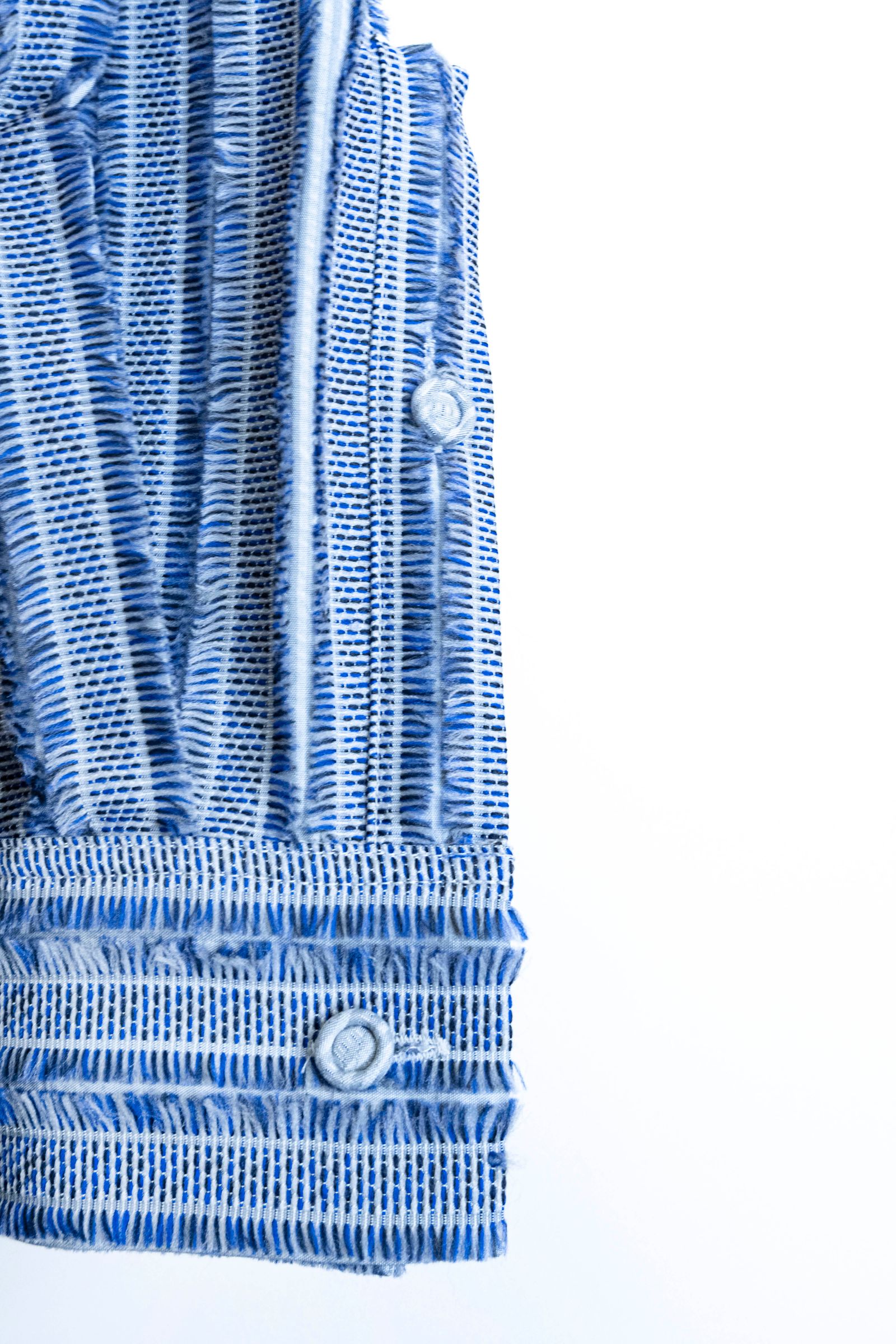 Quilted Striped Jacquard Shirt Blouson / 刺し子ストライプジャカードシャツブルゾン - GRAY BLUE