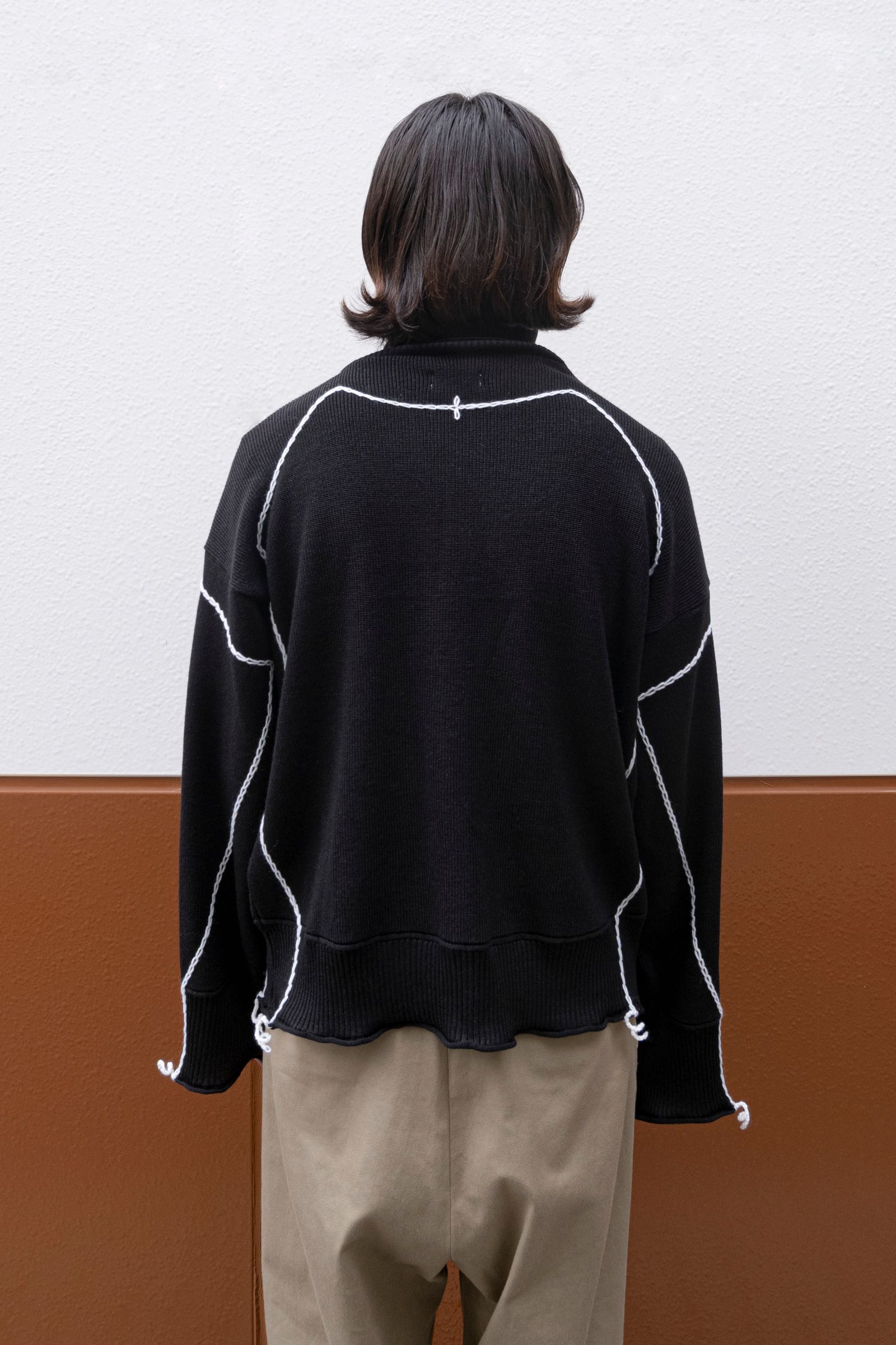 previous sweater / black×white stitch