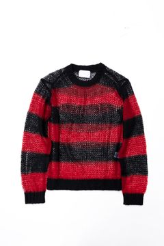 MOHAIR LOOSE STRIPE KNIT / RED