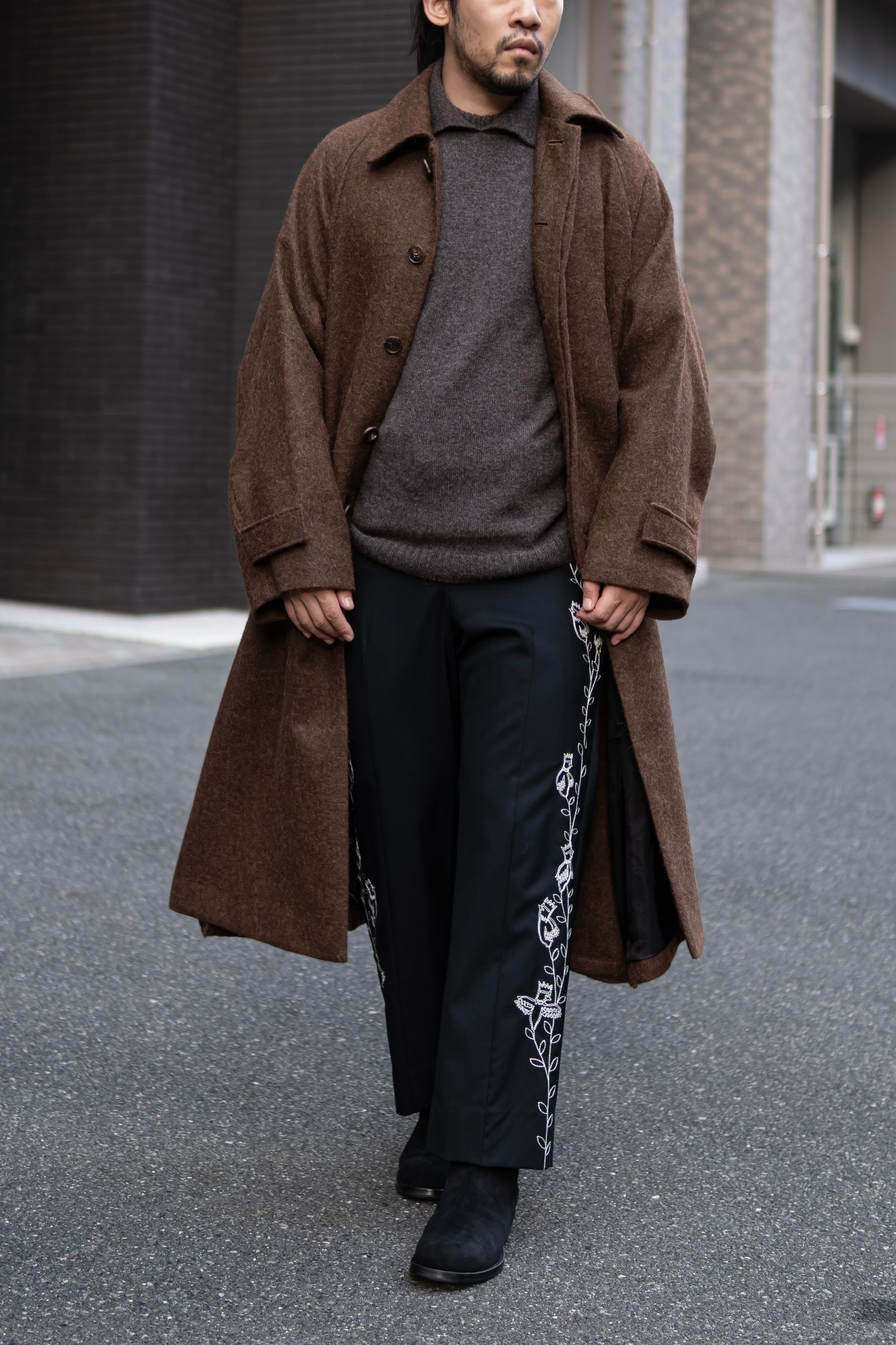 ALPACA OVERSIZE BALMACAN COAT / Natural Brown
