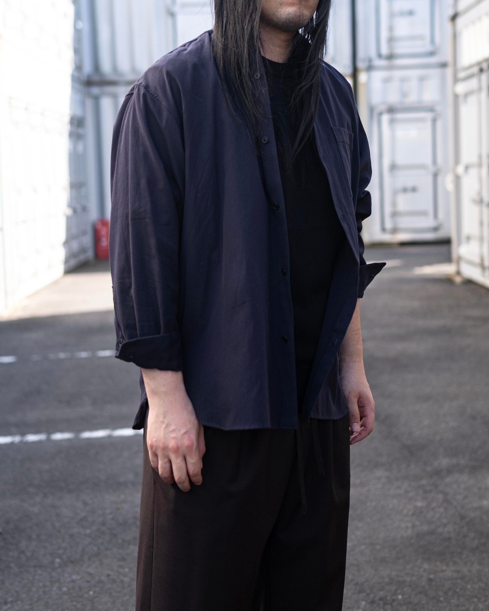 Soft Oxford Wide Shirts / Navy