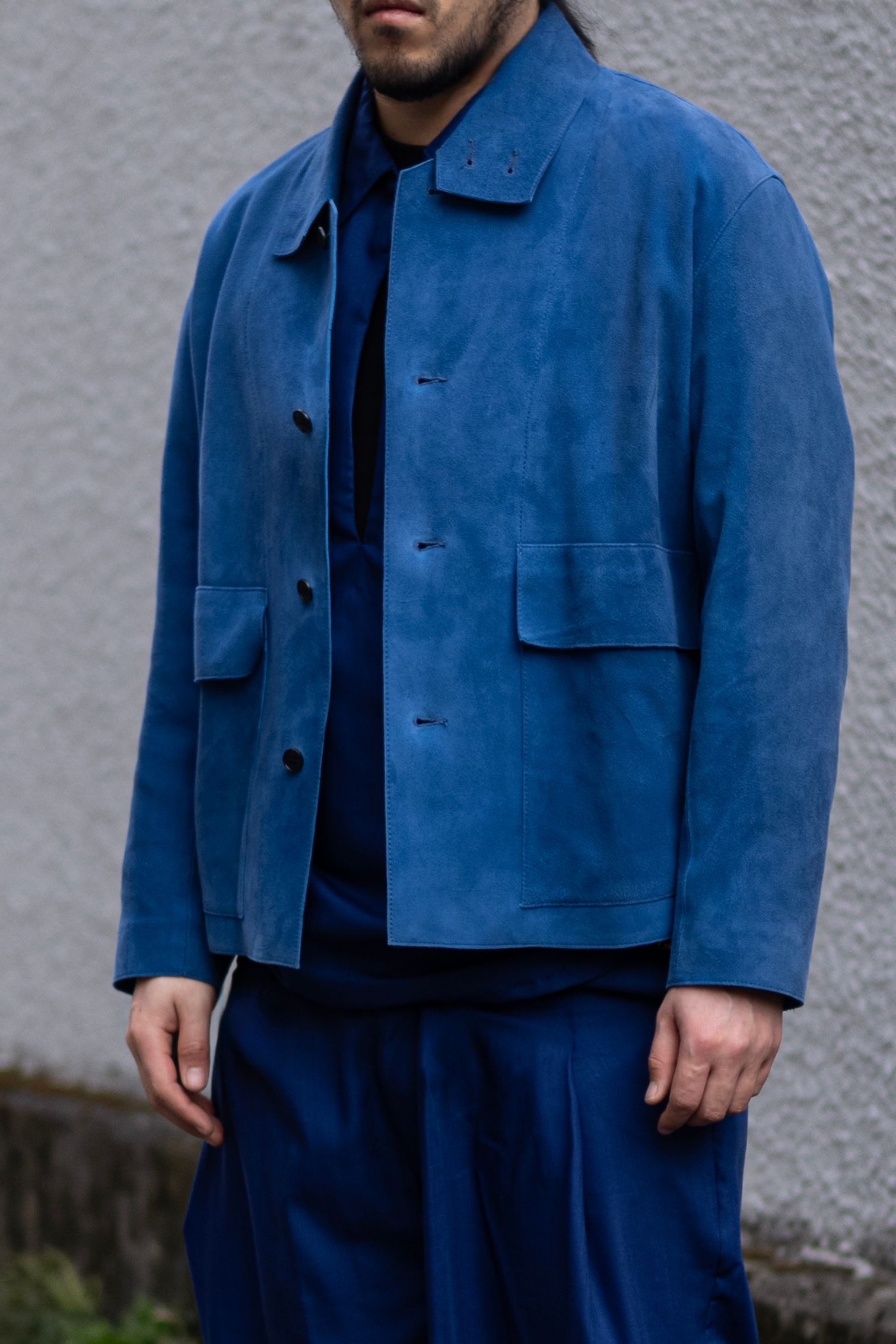 【GEN IZAWAx71MICHAEL】classic leather jacket / BLUE