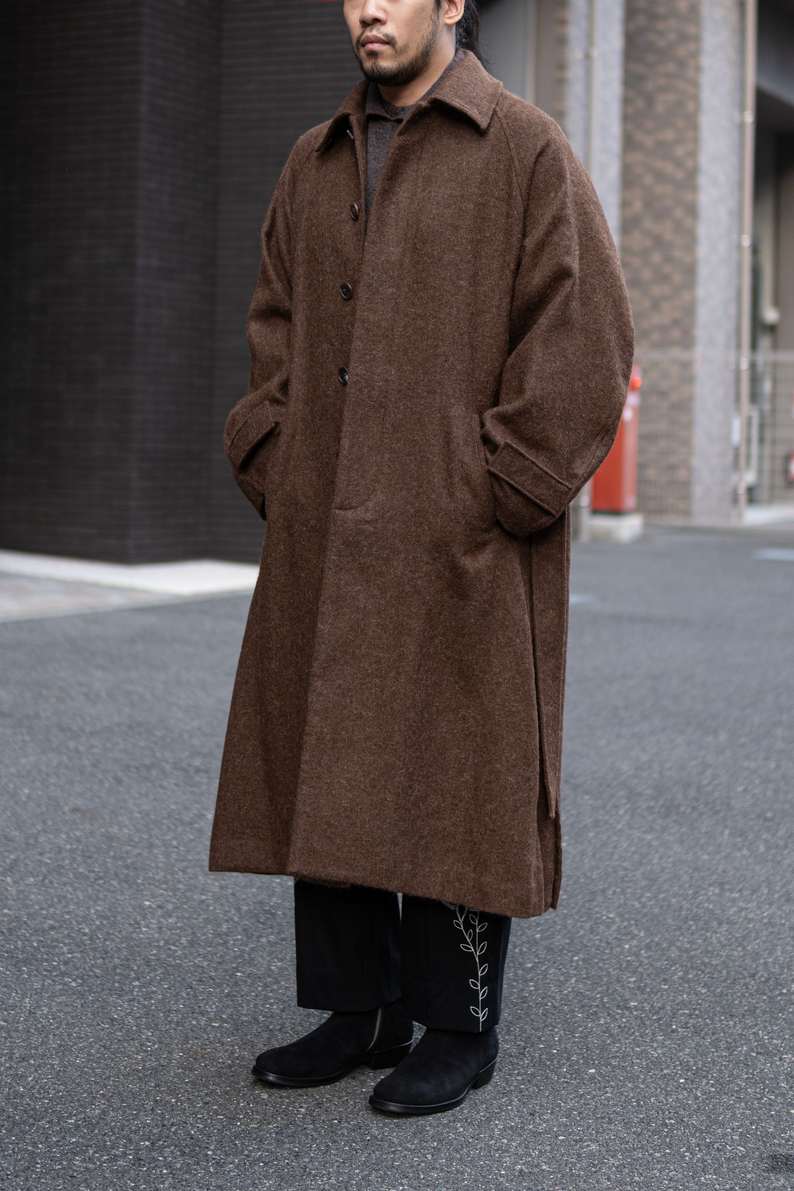 ALPACA OVERSIZE BALMACAN COAT / Natural Brown