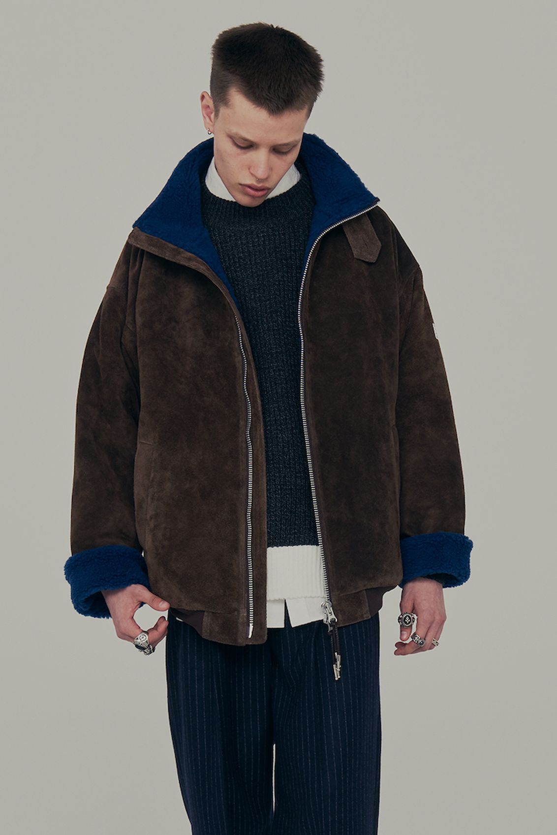elephant TRIBAL fabrics - William Flight JKT【Suede】/ BROWN