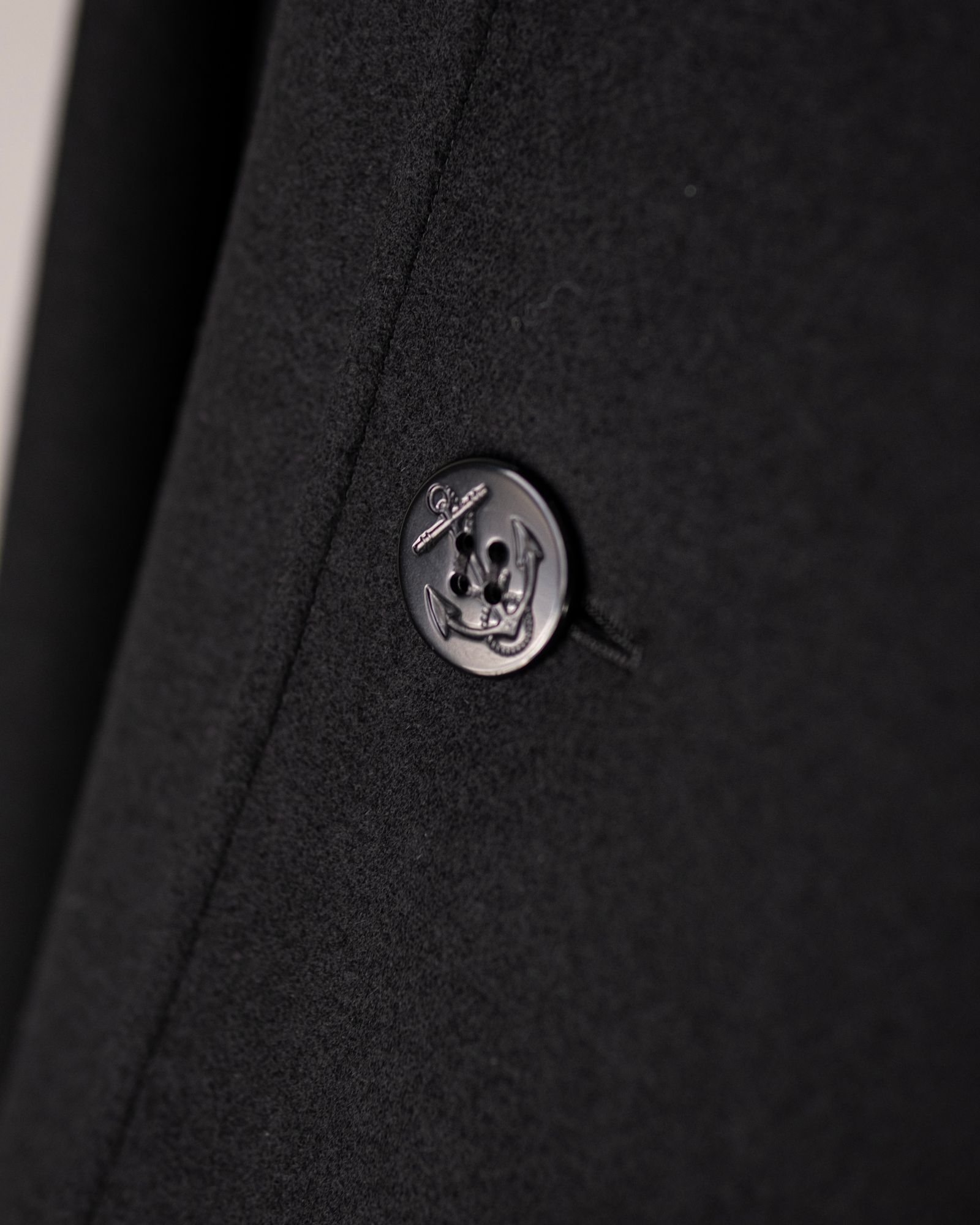 Wool Raglan Pea Coat / Black