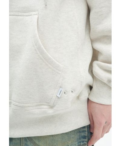 ZIP-UP RAW EDGE HOODIE / WHITE