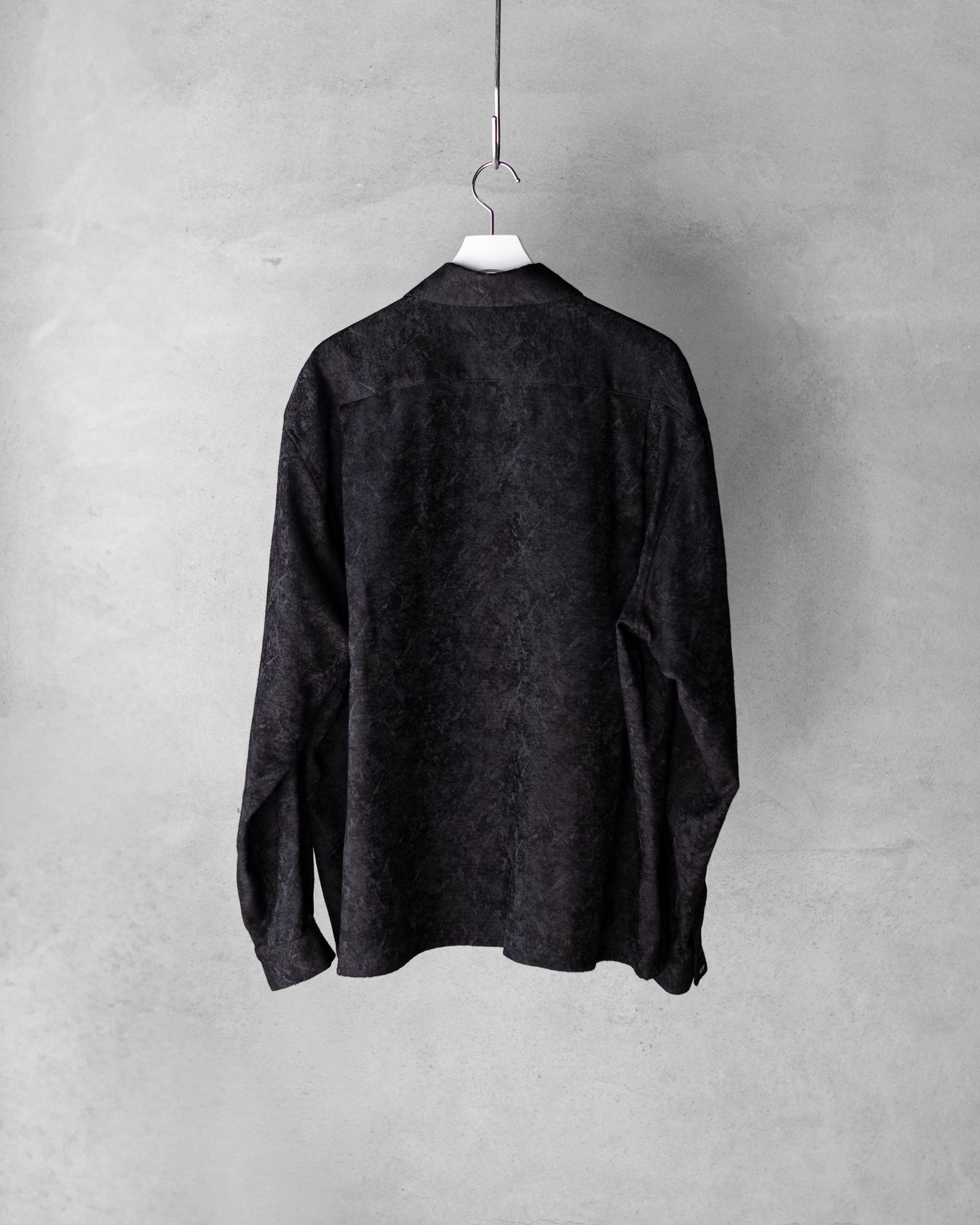Blurred Pattern Jacquard Oversized Shirt / Black