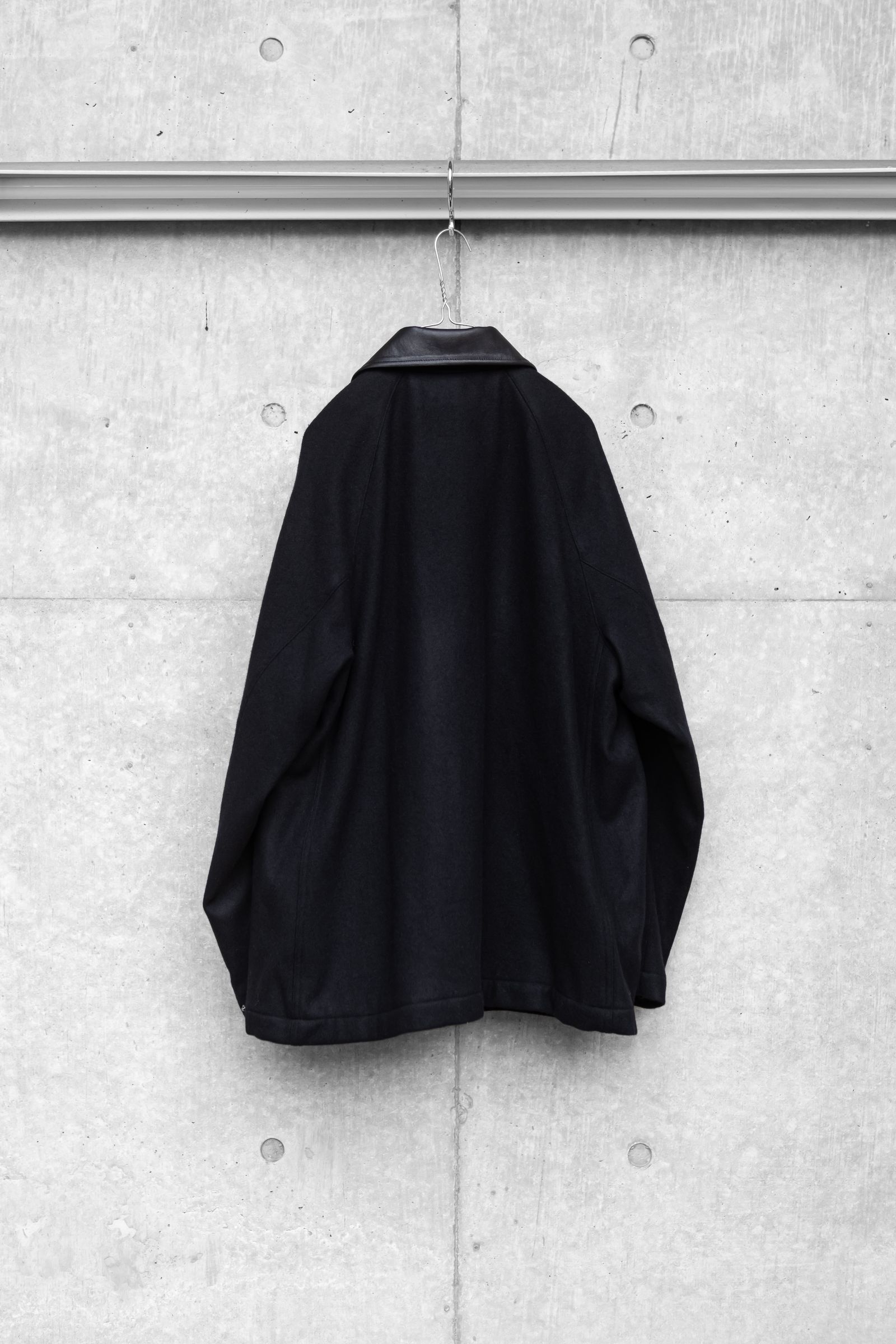 LEATHER COLLAR RIDING JACKET / BLACK