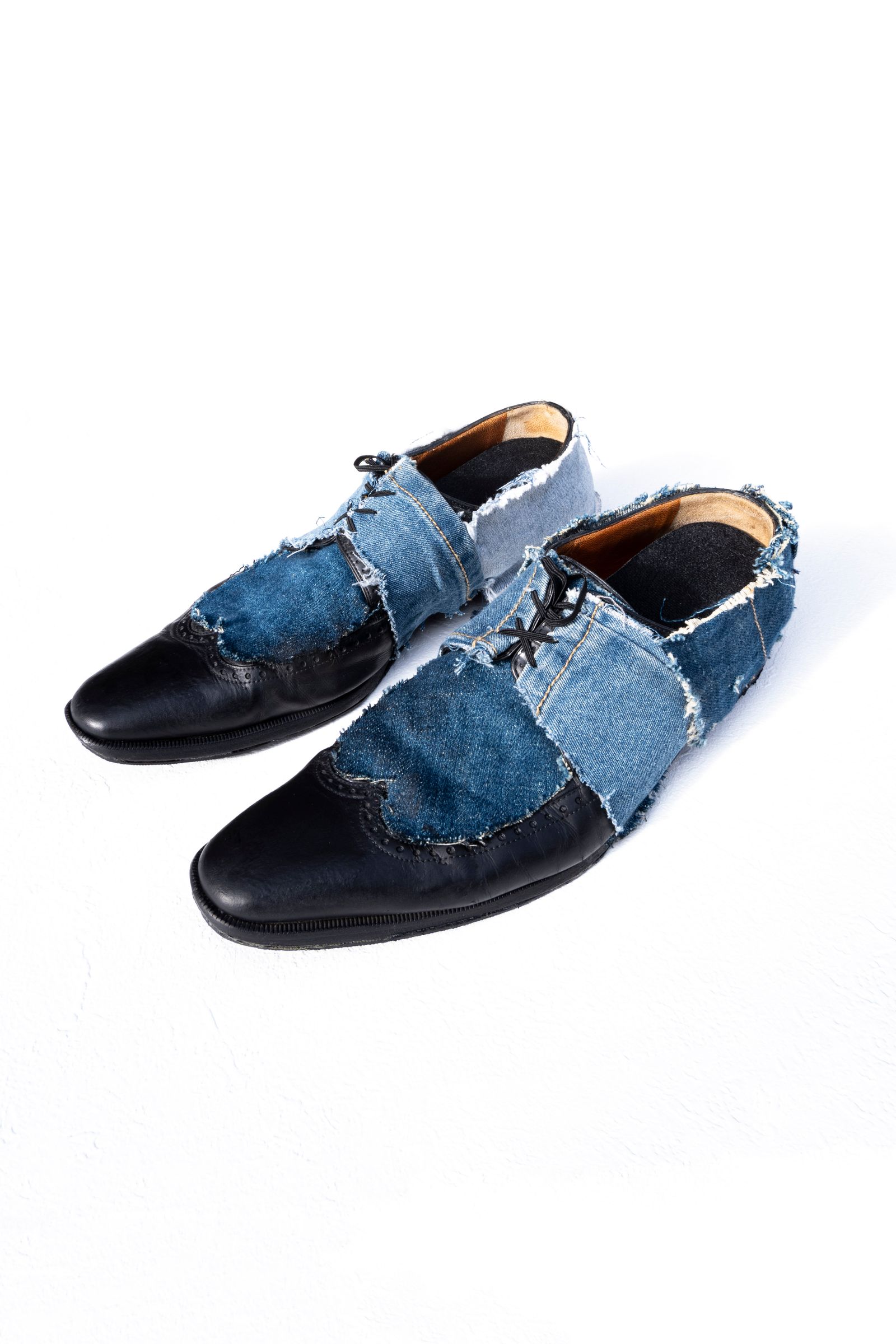 "a.testoni" Remake denim pattern shoes / リメイクデニムドレスシューズ