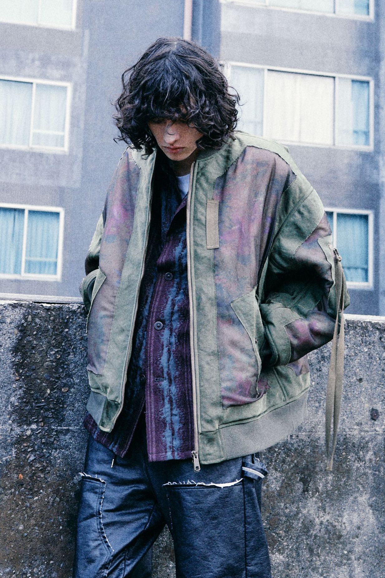 Floral printed sheer MA-1 / od