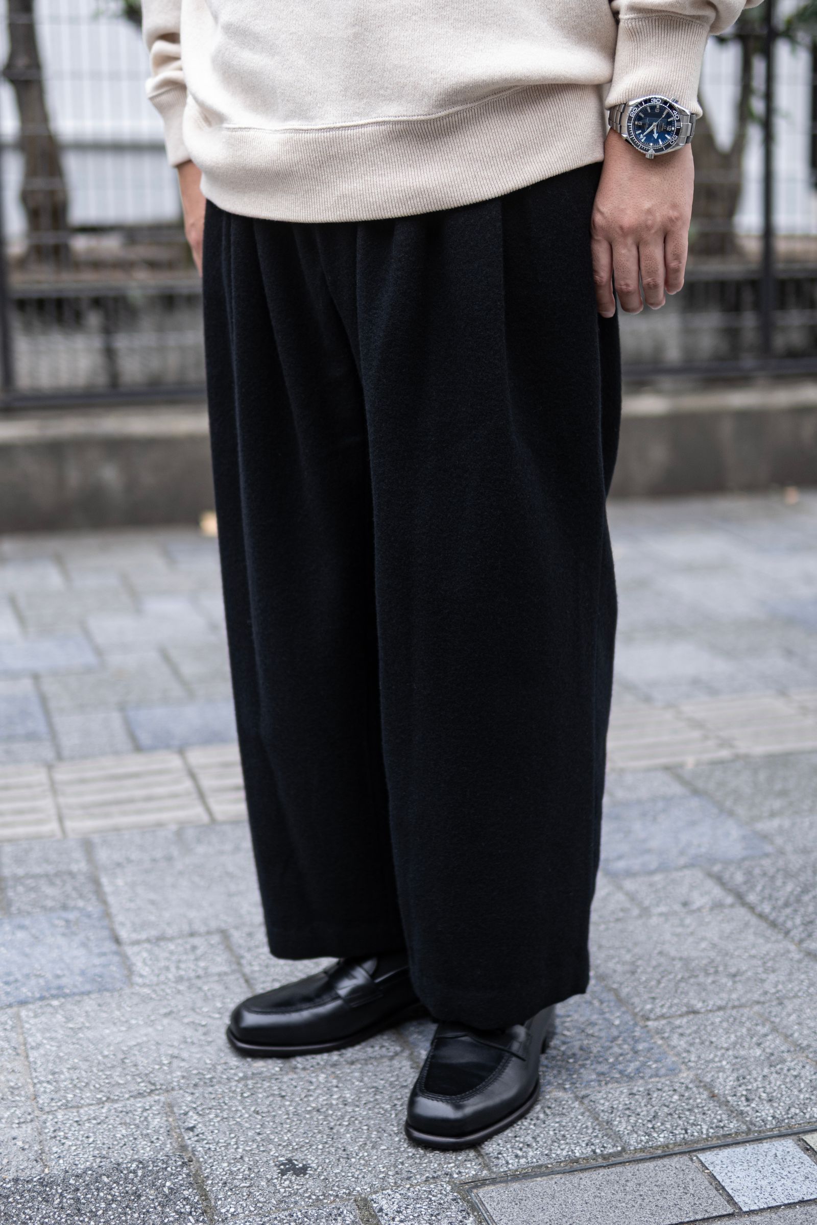 CASHMERE WIDE PANTS / BLACK