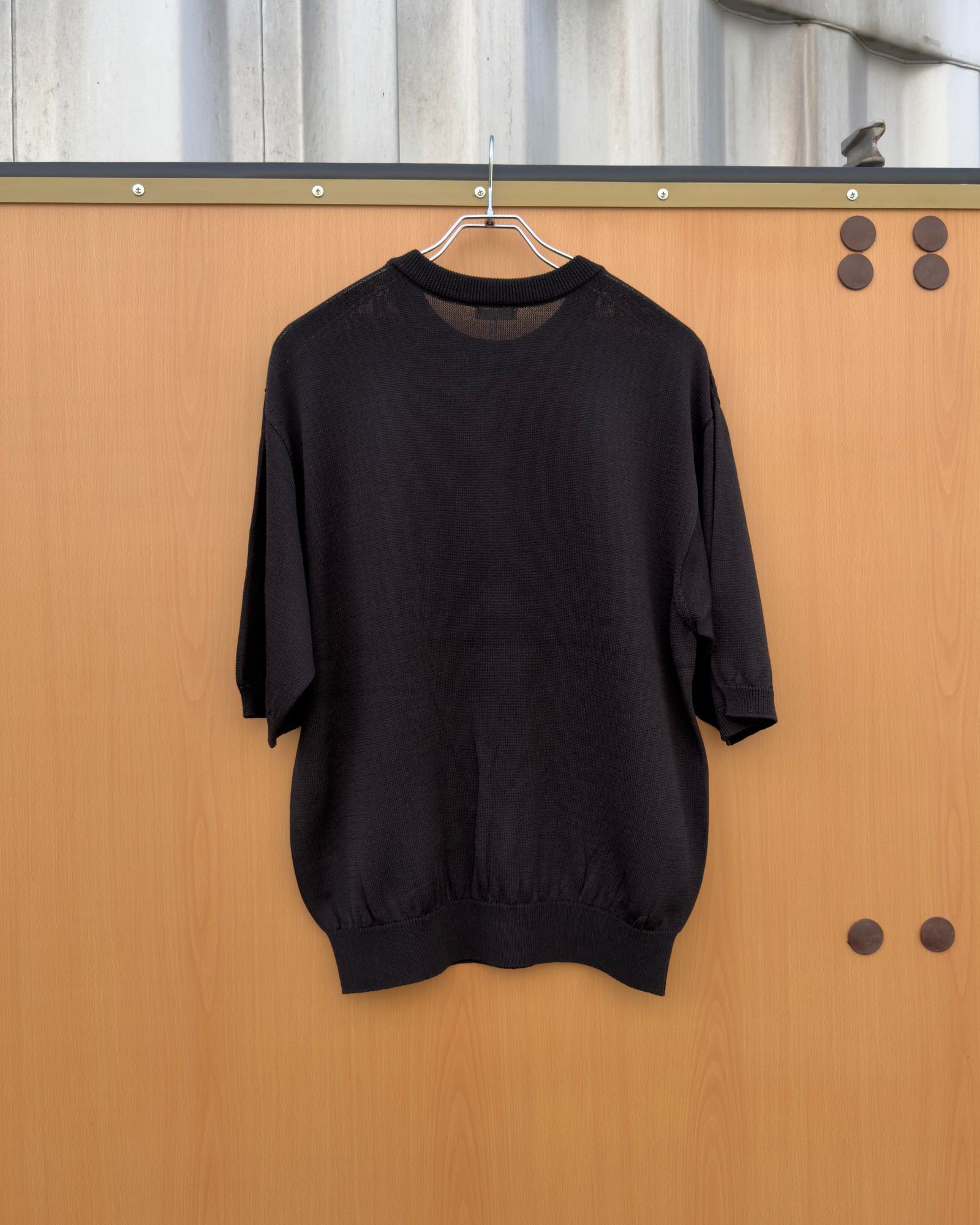 Wide knit T-Shirt / Black