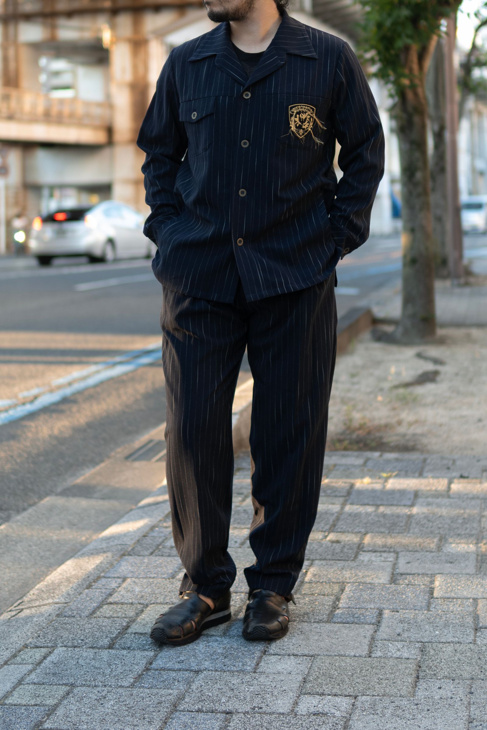 Worsted striped SH / nvy