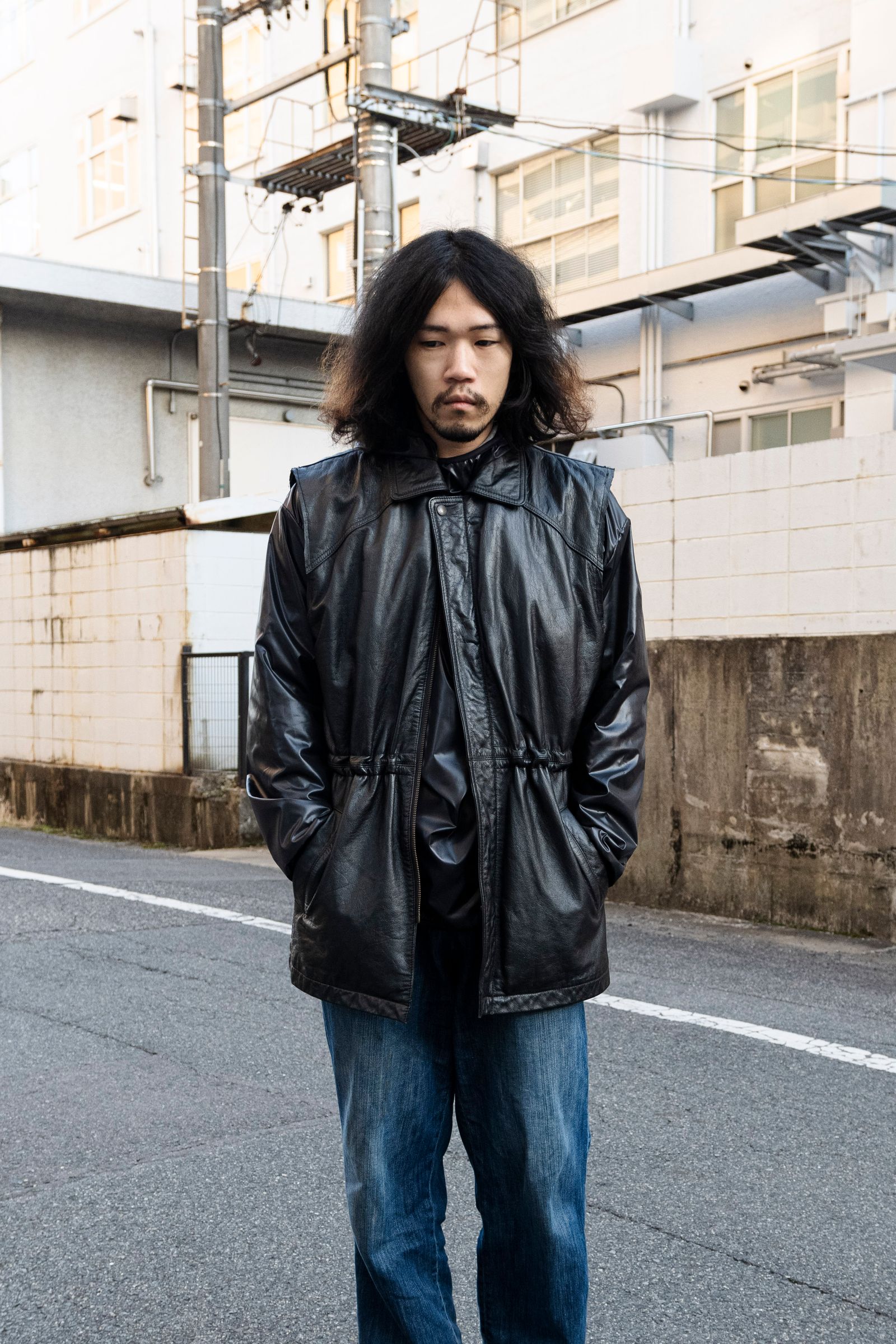 Remake cutoff leather vest / リメイクカットオフレザーベスト