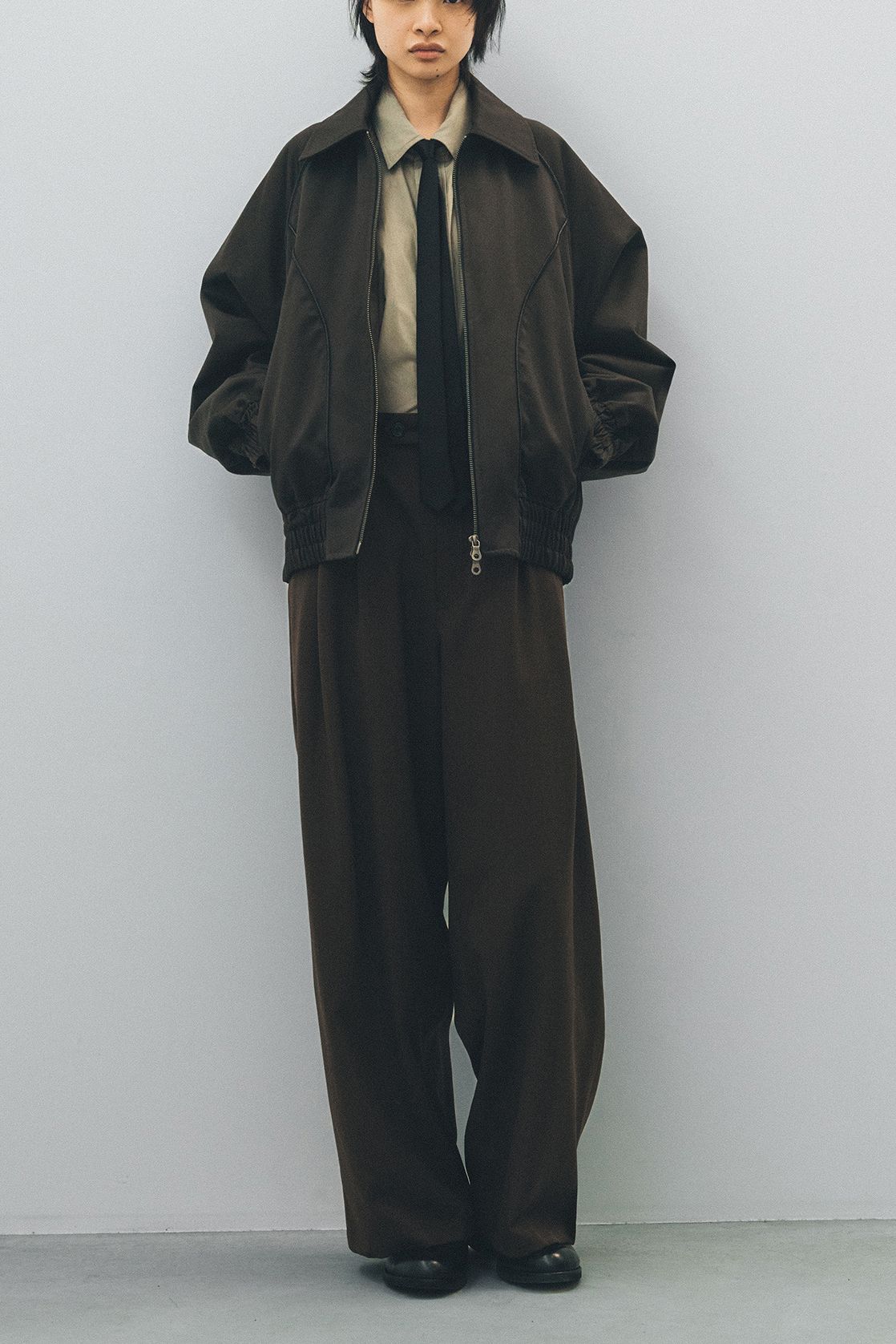 2TUCK WIDE EASY PANTS / BROWN