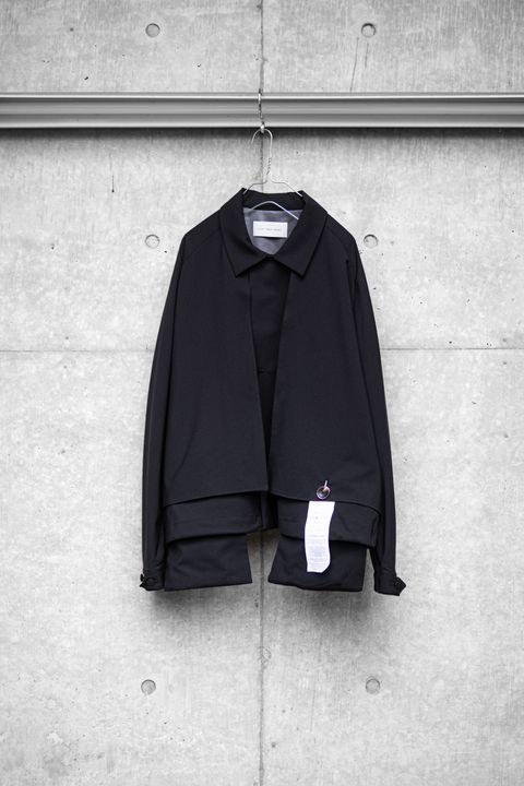 "3LAYER BONDING SUIT" Short trench functional jacket / BLACK