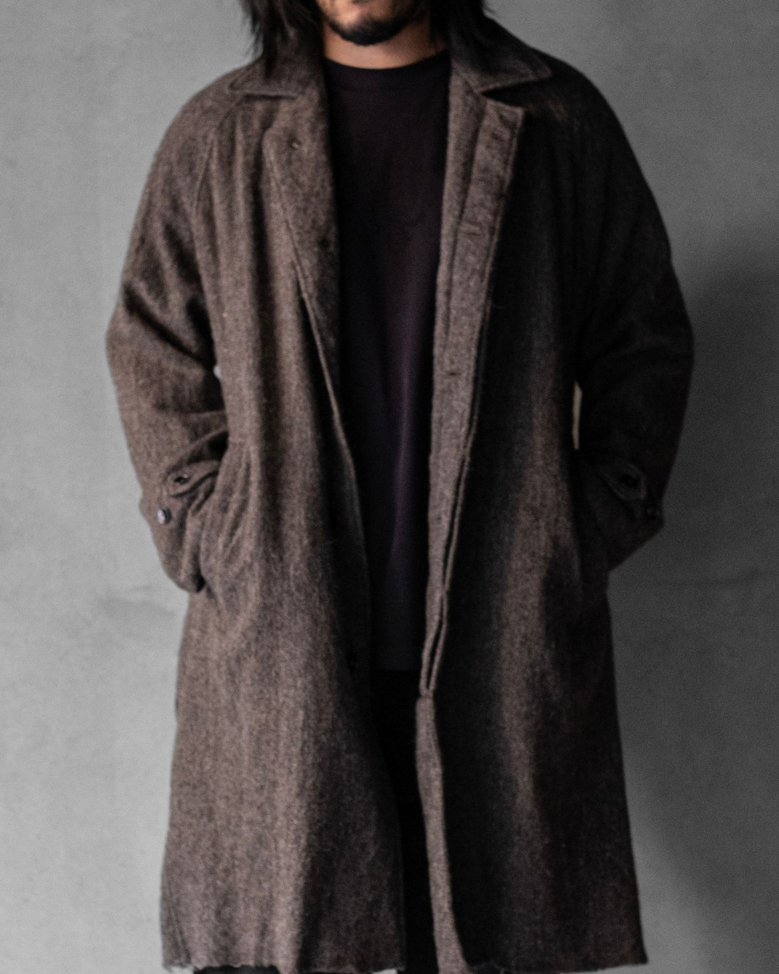 Draped Coat in Montafoner Wool / Charcoal Melange