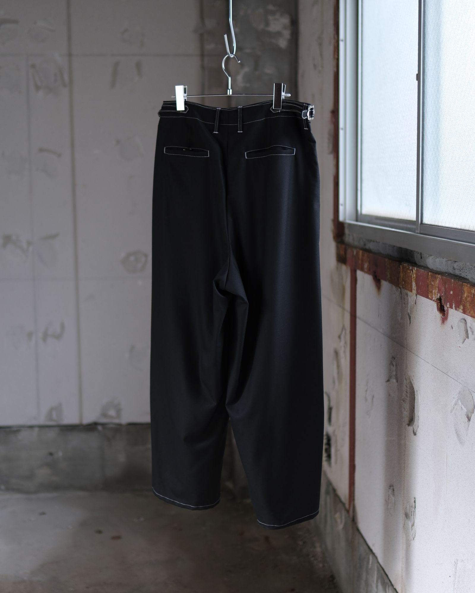 “Washable Super120’s” WIDE CEREMONY “MC” TROUSERS / Black