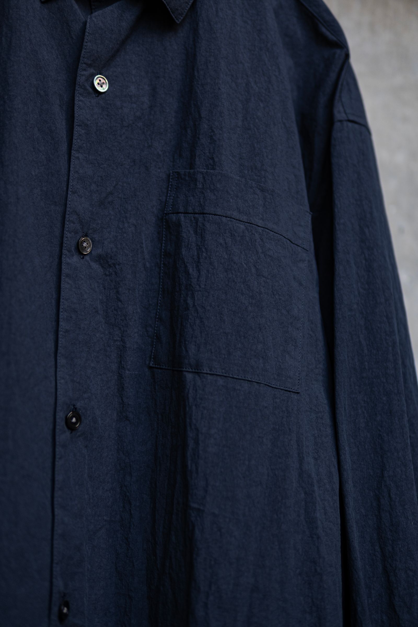 COTTON NYLON WIDE SHIRT / DALL NAVY