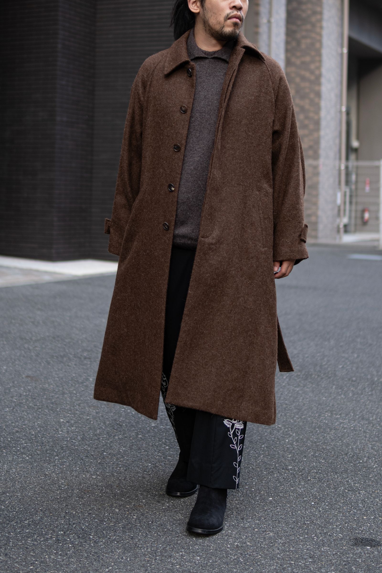 ALPACA OVERSIZE BALMACAN COAT / Natural Brown