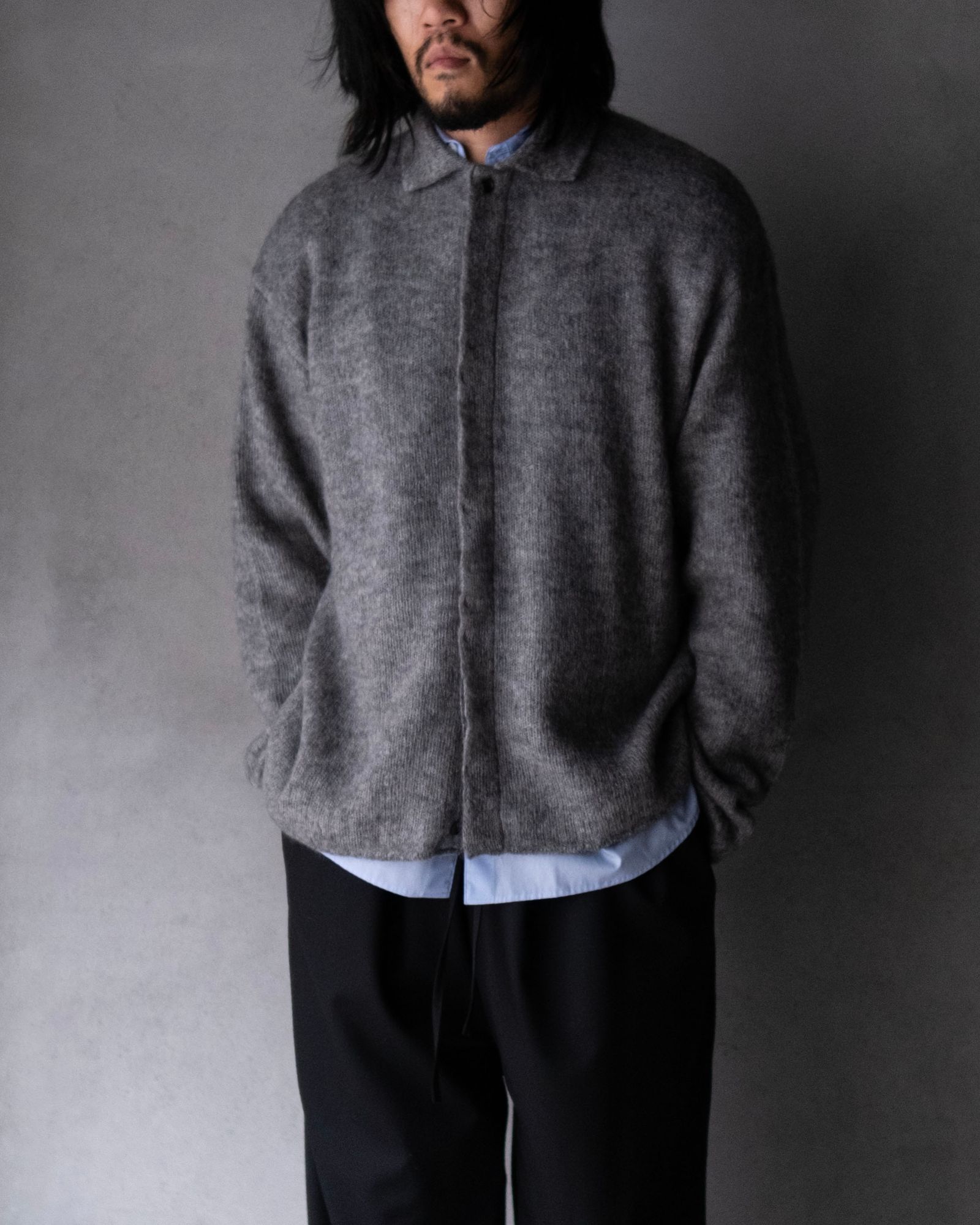 Kid Mohair Knit Shirts / Gray