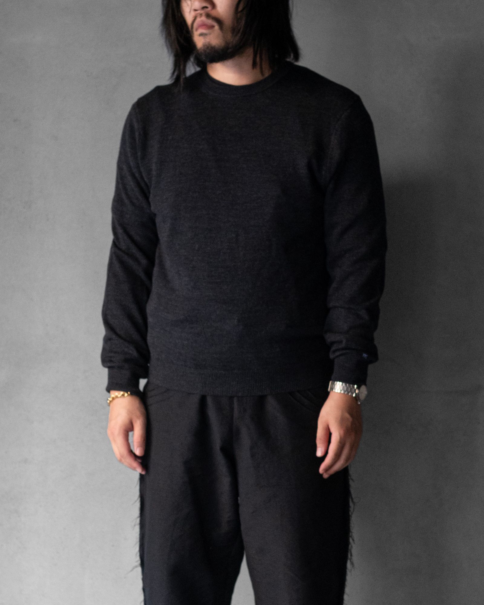 Bracelet Knit in Wool / Dark Gray Melange