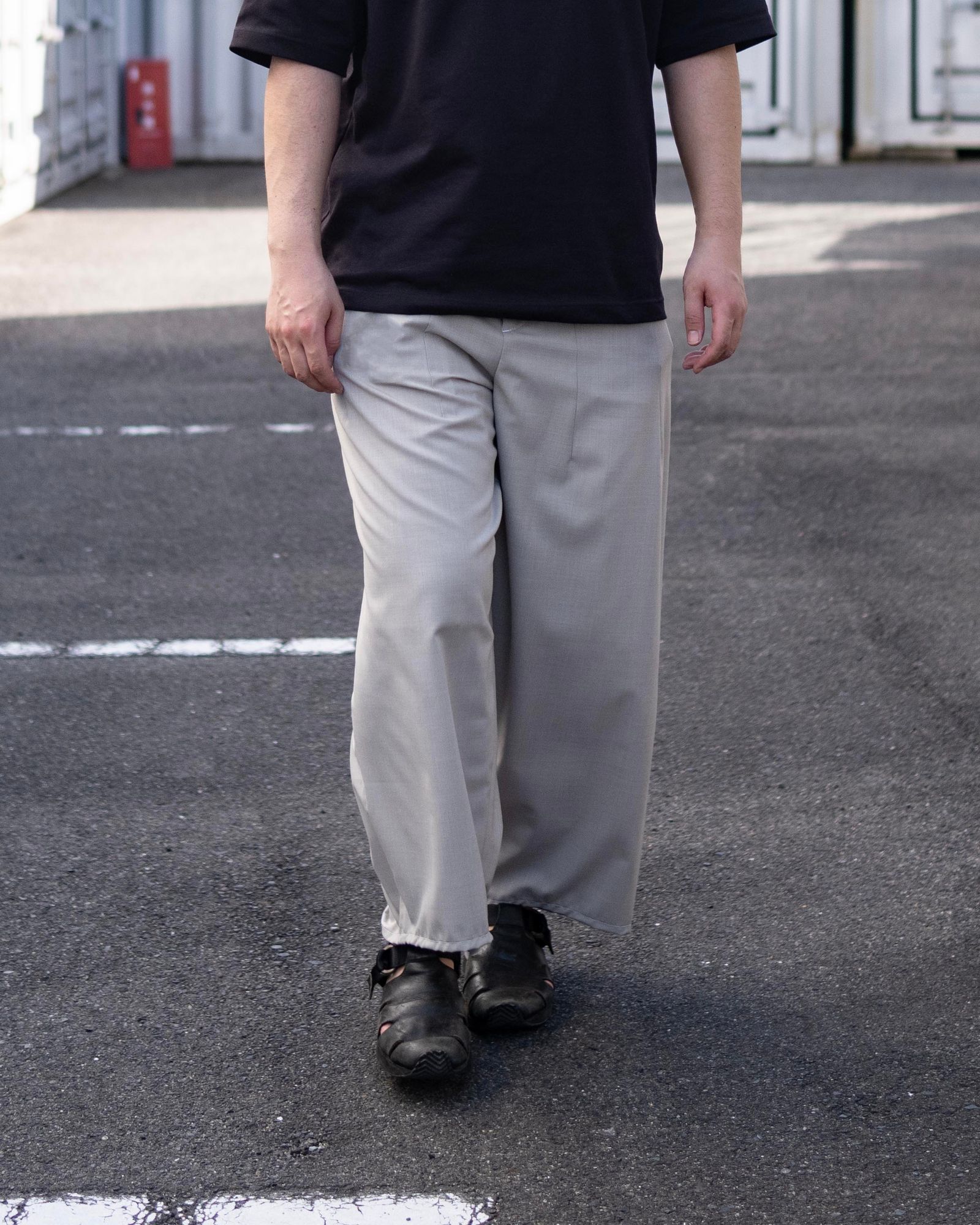 “Washable Super120’s” WIDE CEREMONY “MC” TROUSERS / Gray