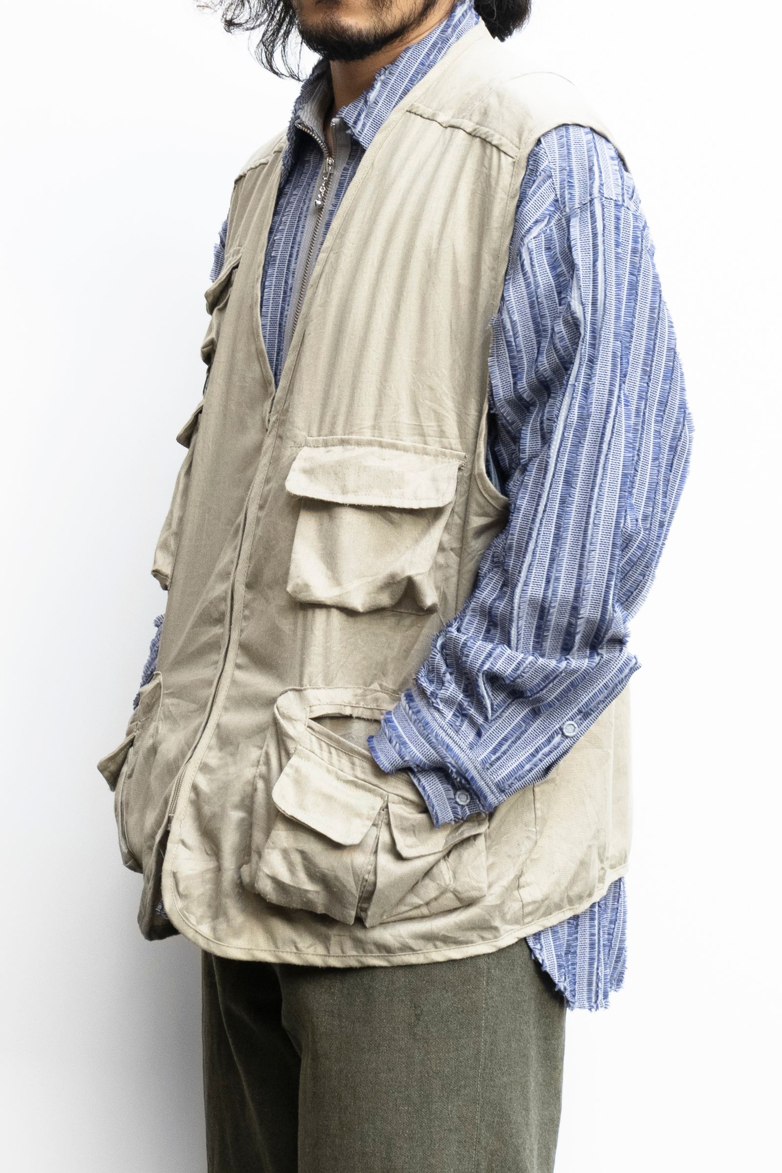 Remake Dye Viscose Fishing Vest / リメイク製品染めフィッシングベスト