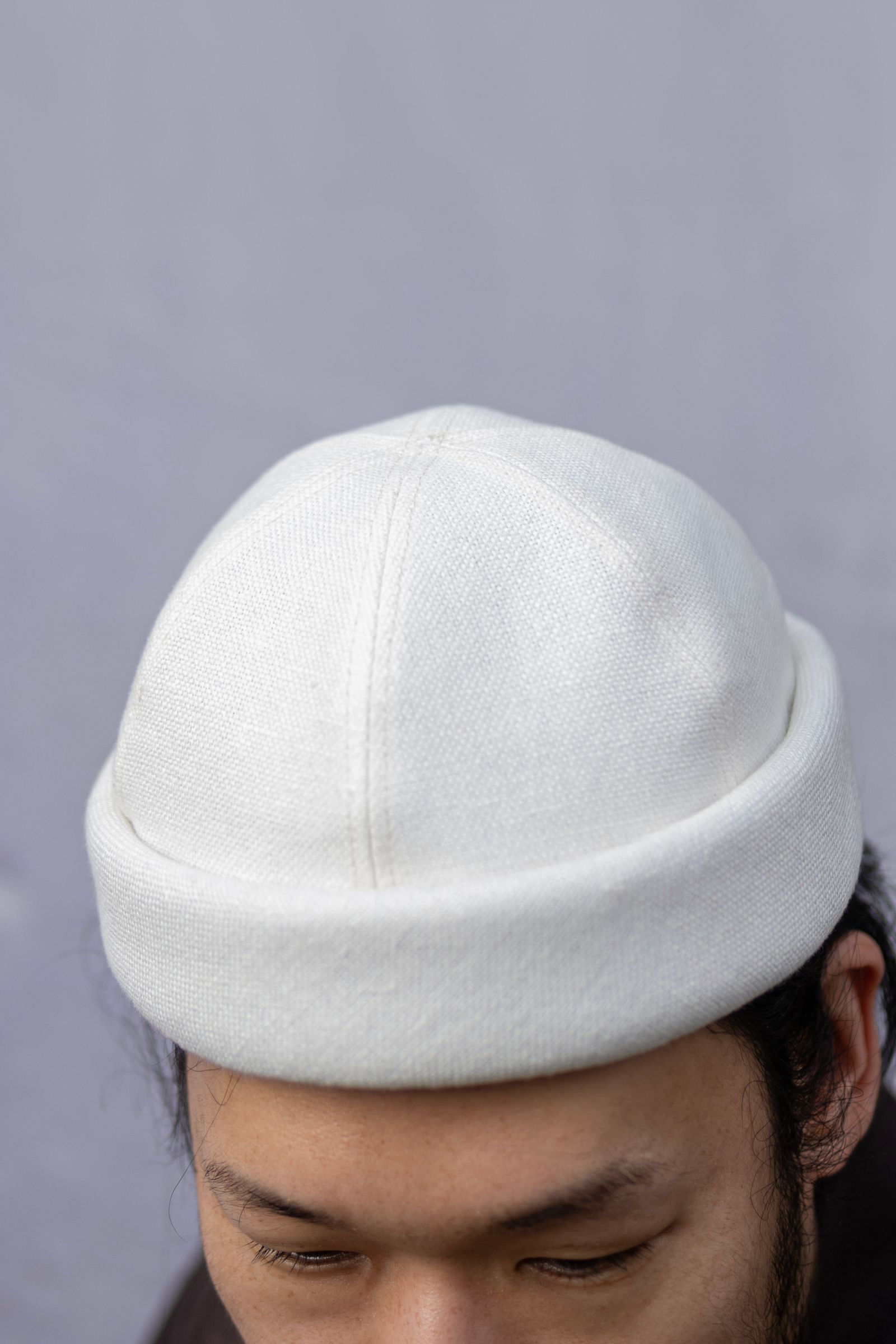 Linen Canvas Roll Cap / Ecru