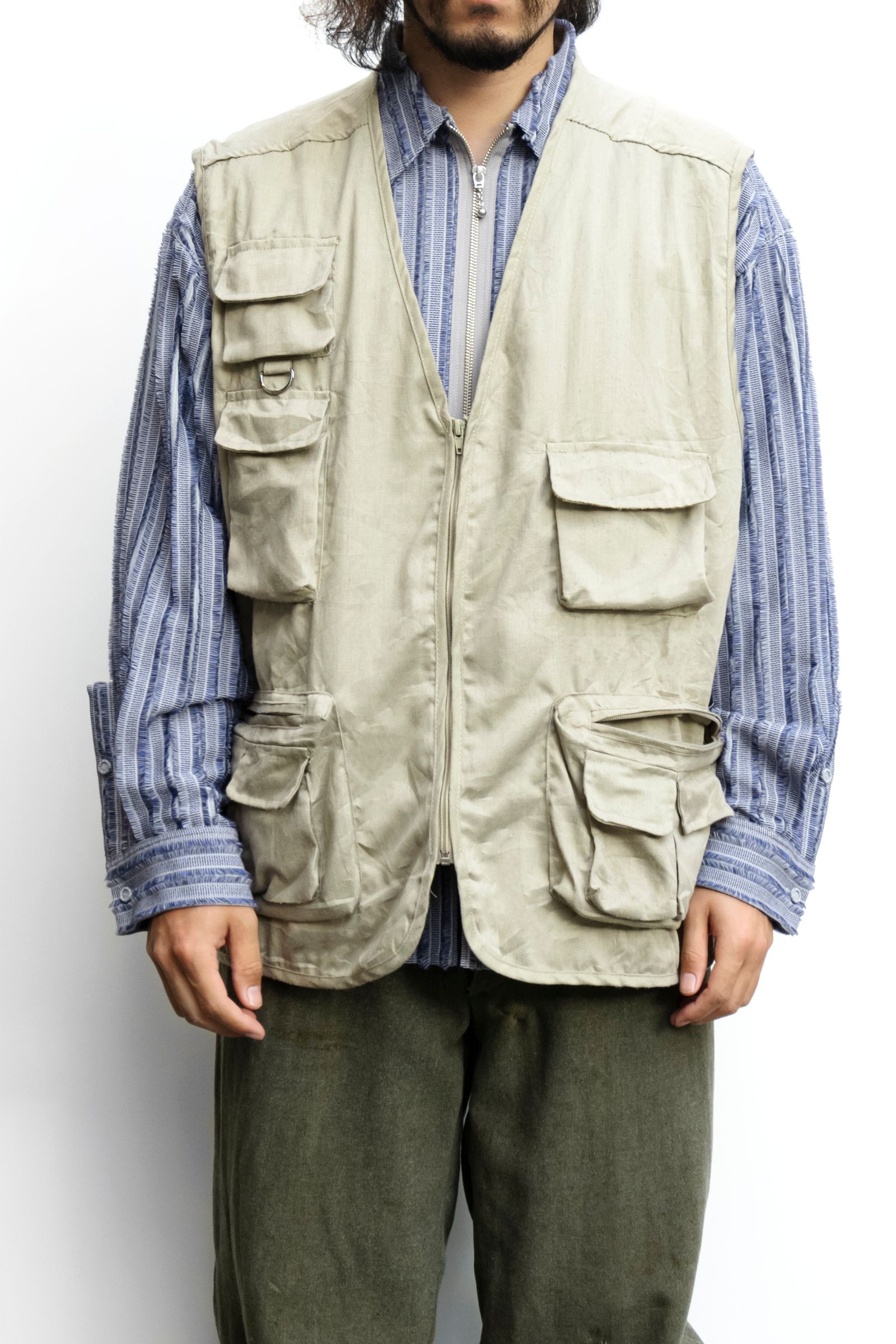 Remake Dye Viscose Fishing Vest / リメイク製品染めフィッシングベスト
