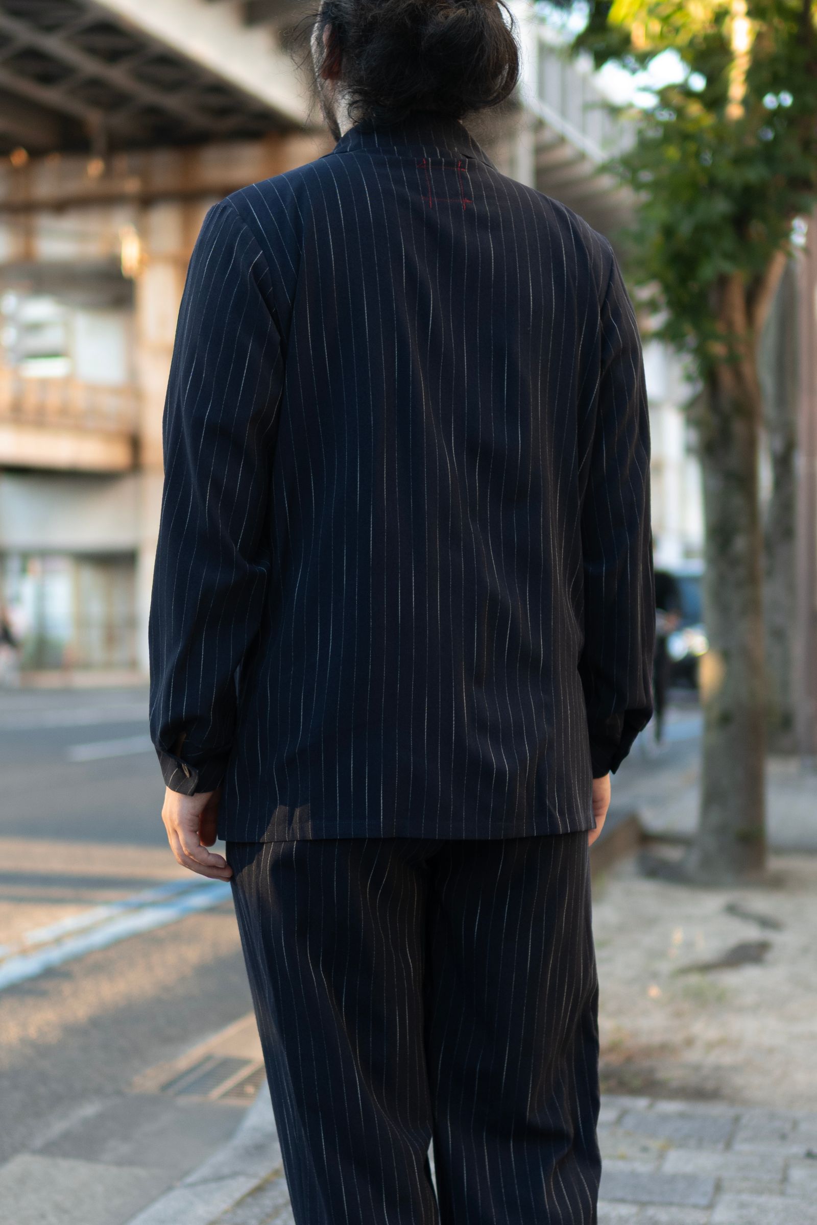 Worsted striped SH / nvy
