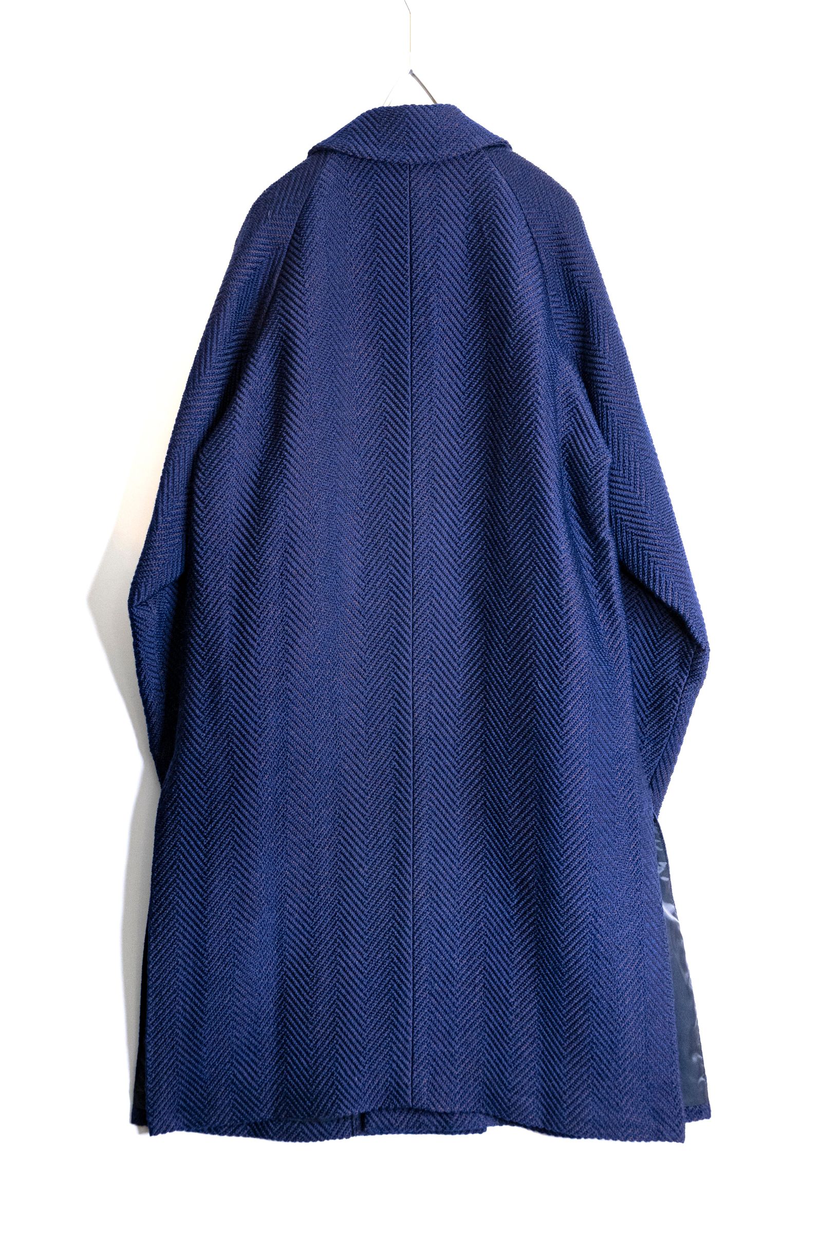 Wool Herringbone Chester Coat / ウールヘリンボーンチェスターコート - ROYAL BLUE