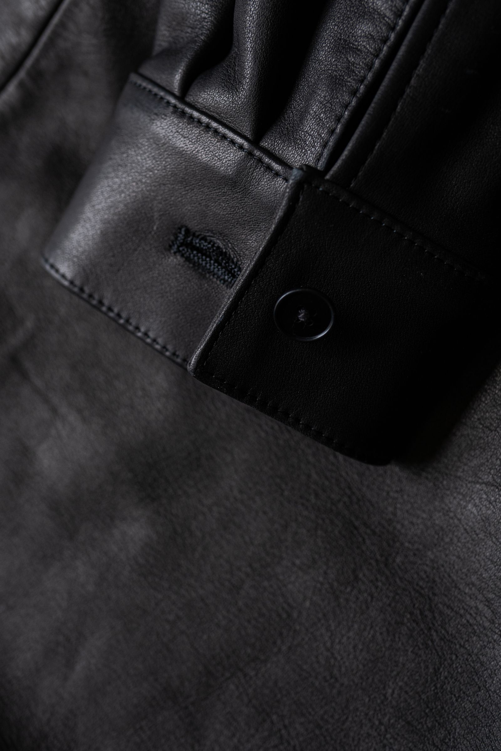 Leather Wide Shirt / Black