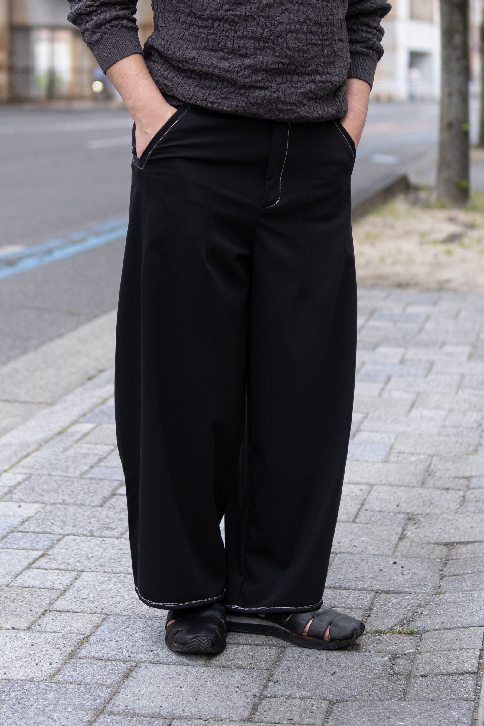 50/2 Silo Compact Gaba Wide Ceremony MC Trousers / Black