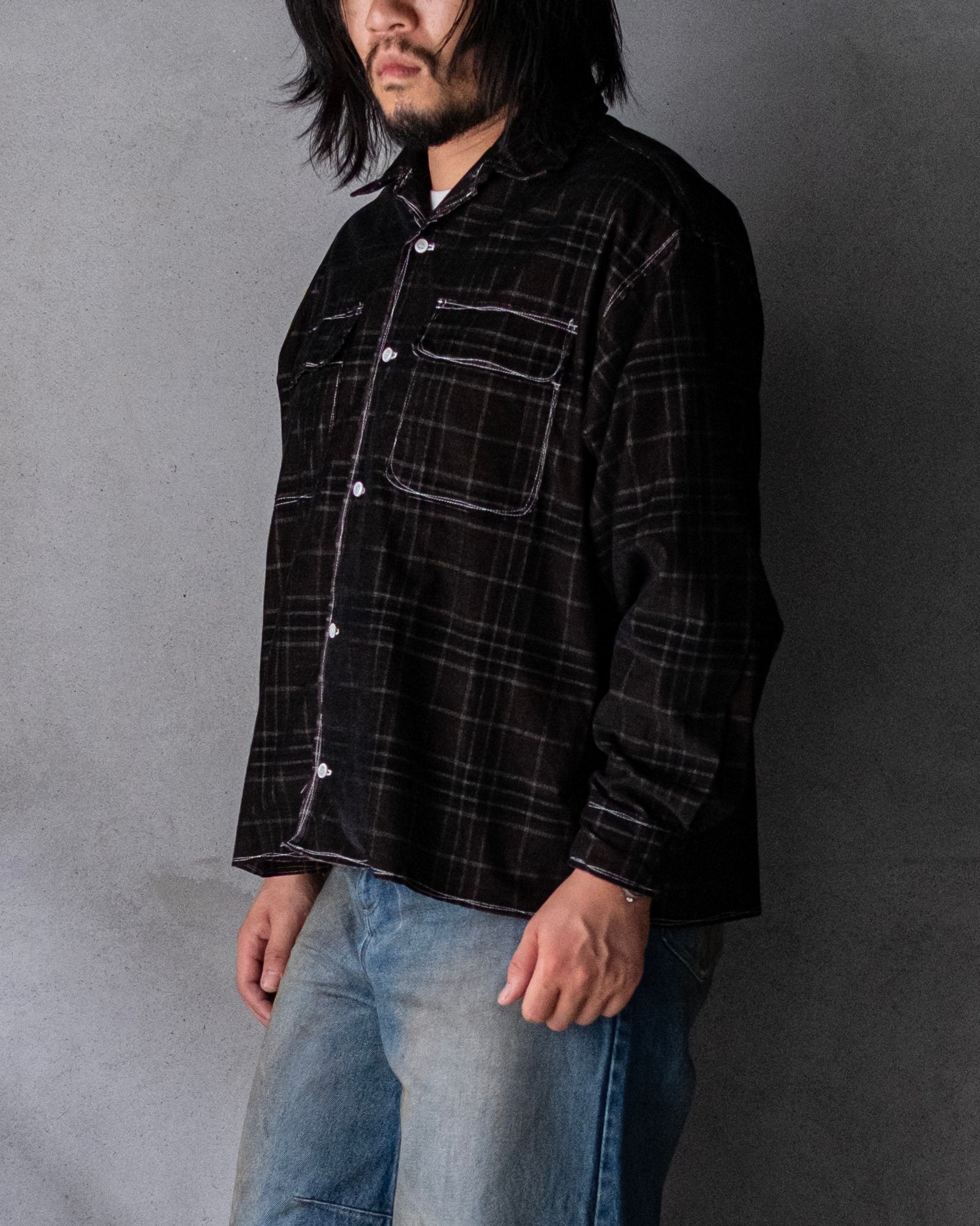 21W Yarn-Dyed Check Corduroy 50s Craftsman Shirt / Black