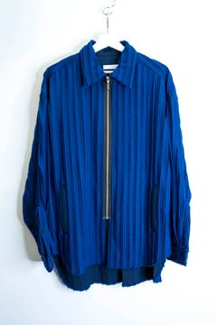 Quilted Striped Jacquard Shirt Blouson / 刺し子ストライプジャカードシャツブルゾン - ROYAL BLUE