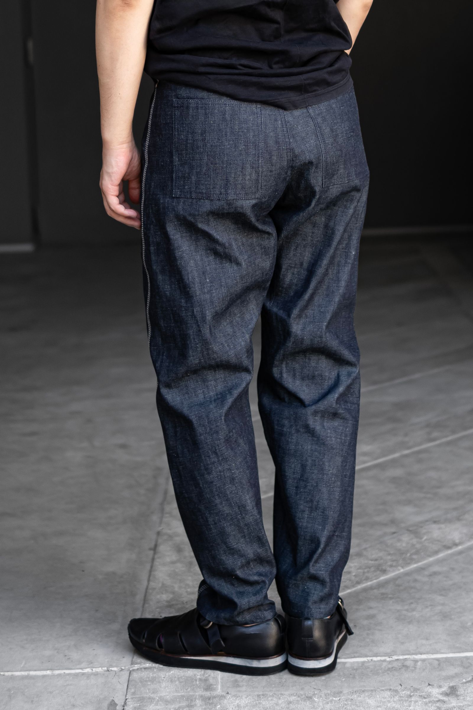 Three-d denim pants / indigo