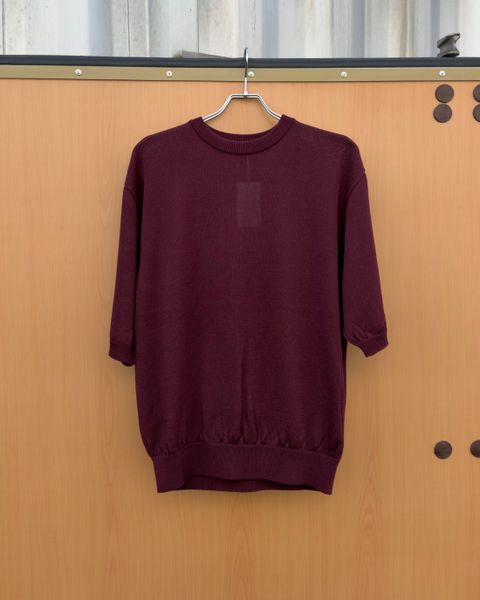 Wide knit T-Shirt / Burgundy